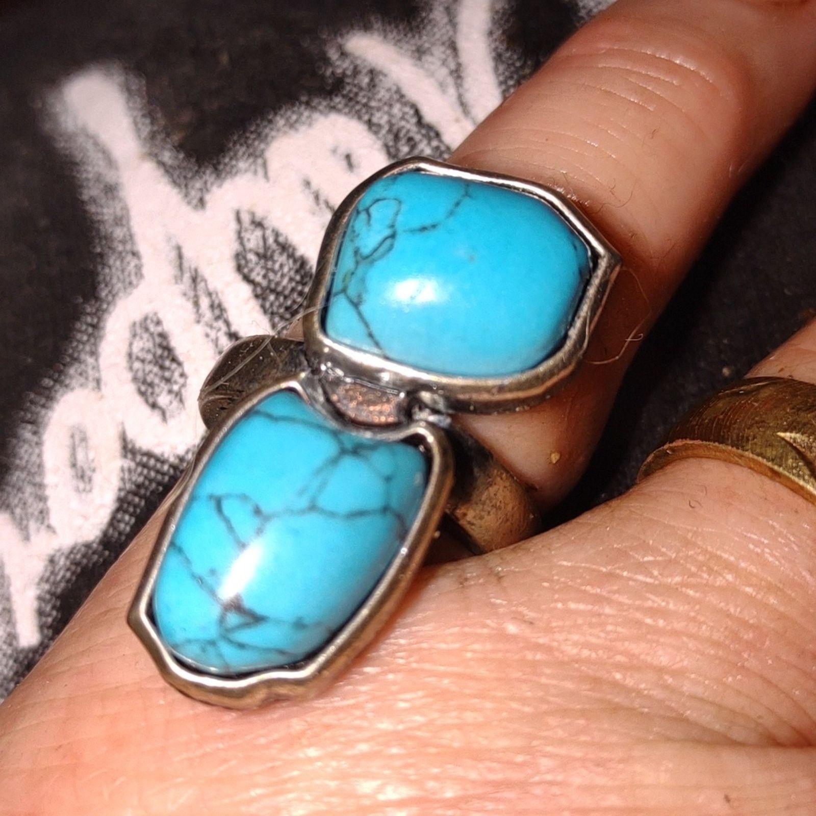Vintage Size 6 turquoise style ring~very beautiful Size ONE SIZE - 2 Thumbnail