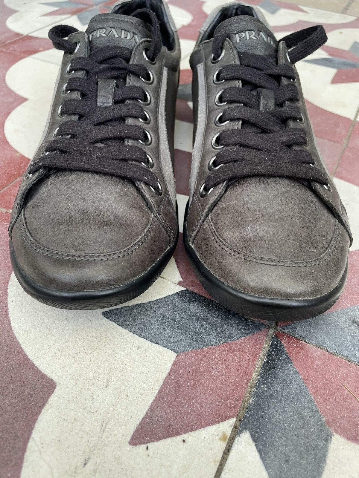 Prada Rare vintage Y2K Prada Linea Rossa khaki leather sneaker Size US 7 / EU 40 - 5 Thumbnail