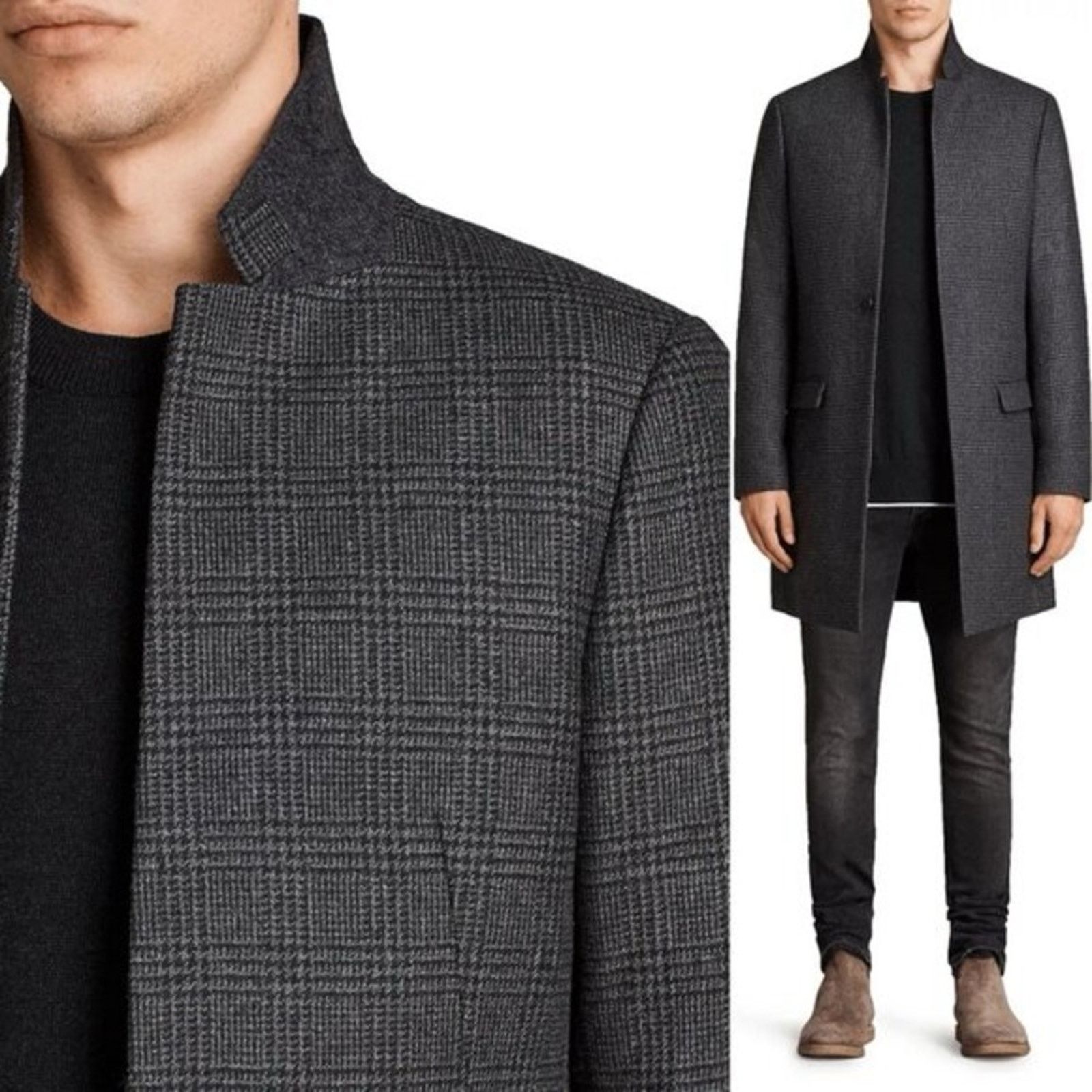 Allsaints ALLSAINTS Dark l Plaid Spyro Coat Charcoal Gray- Thirty Four Size US XS / EU 42 / 0 - 1 Thumbnail