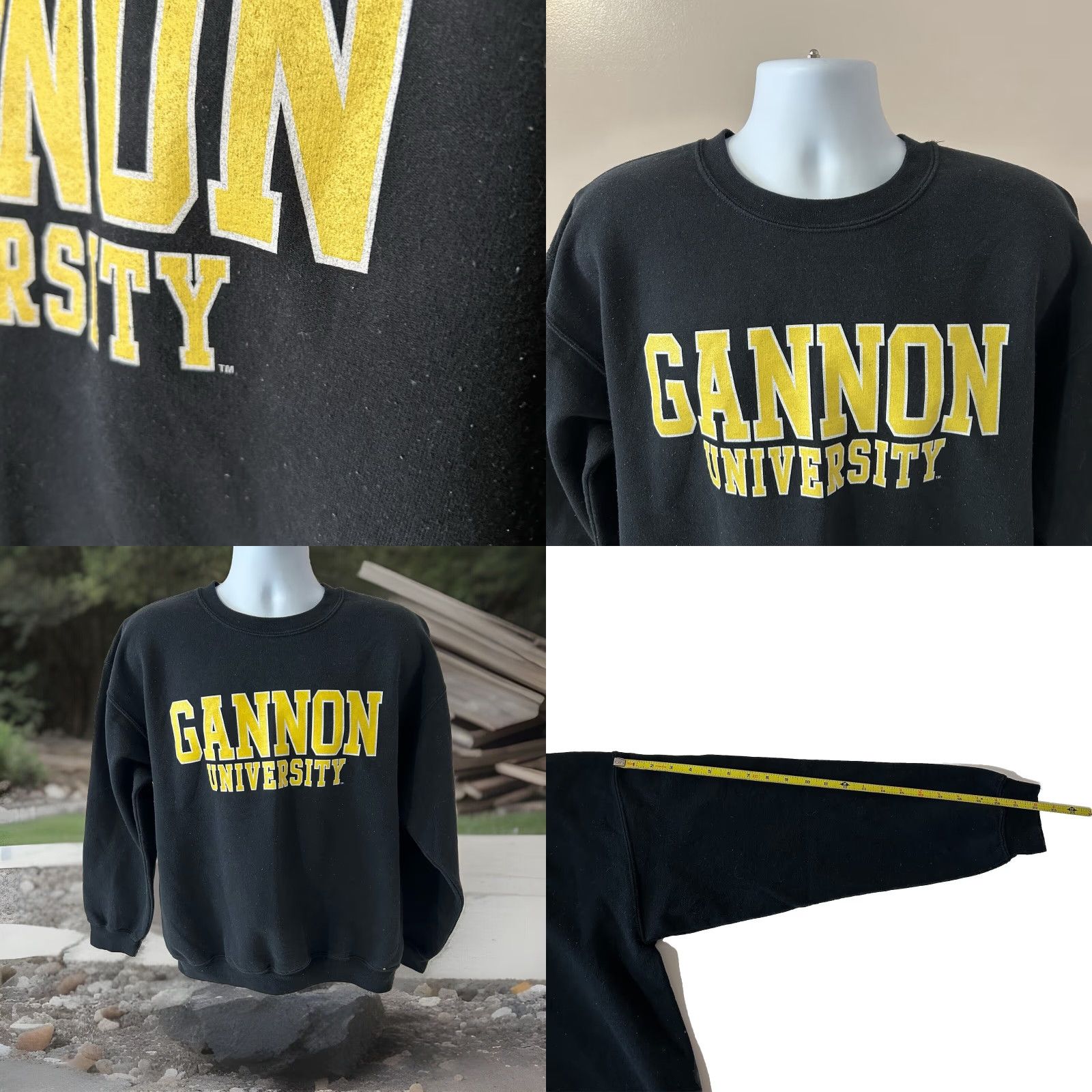 Vintage VINTAGE Gannon University Sweatshirt MV Sport Men Large Black Crew Neck Pullover Logo University Mens Regular Fit Long Sleeve Cotton Polyester Knit Size US L / EU 52-54 / 3 - 8 Thumbnail