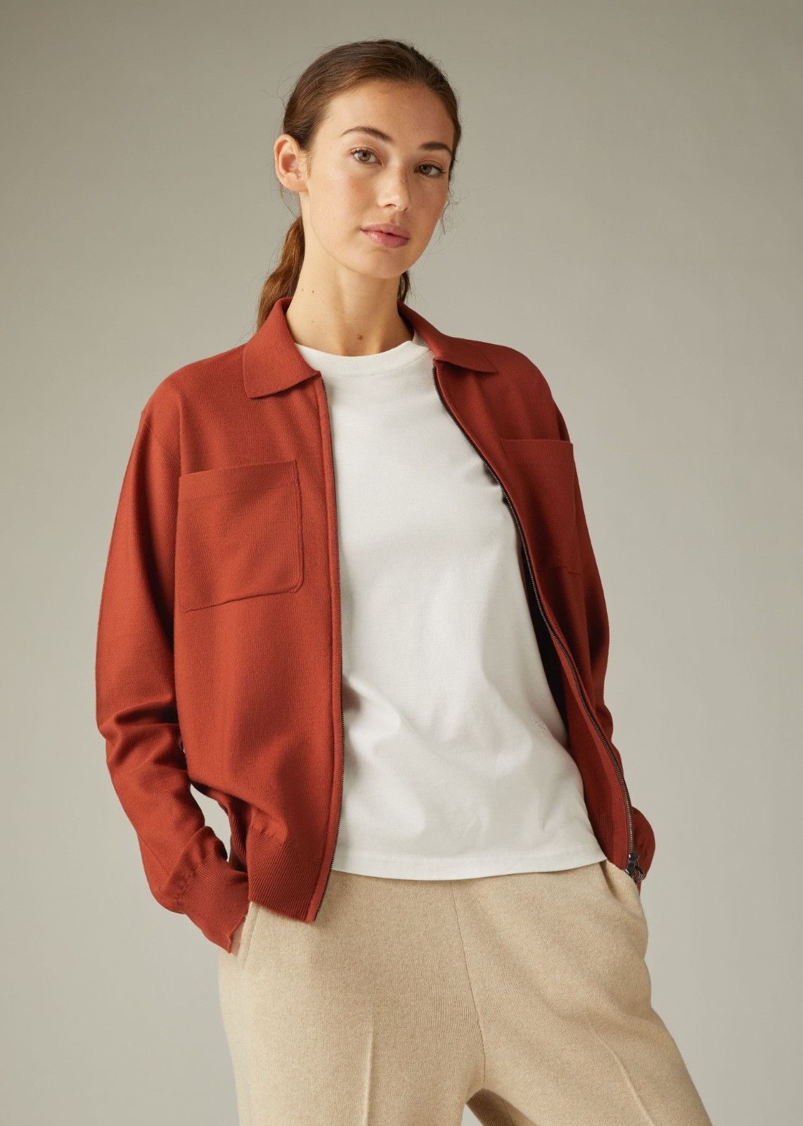 Loro Piana o1srvl11e0125 Valsesia Bomber Jacket in Reddish-Brown Size L / US 10 / IT 46 - 2 Thumbnail