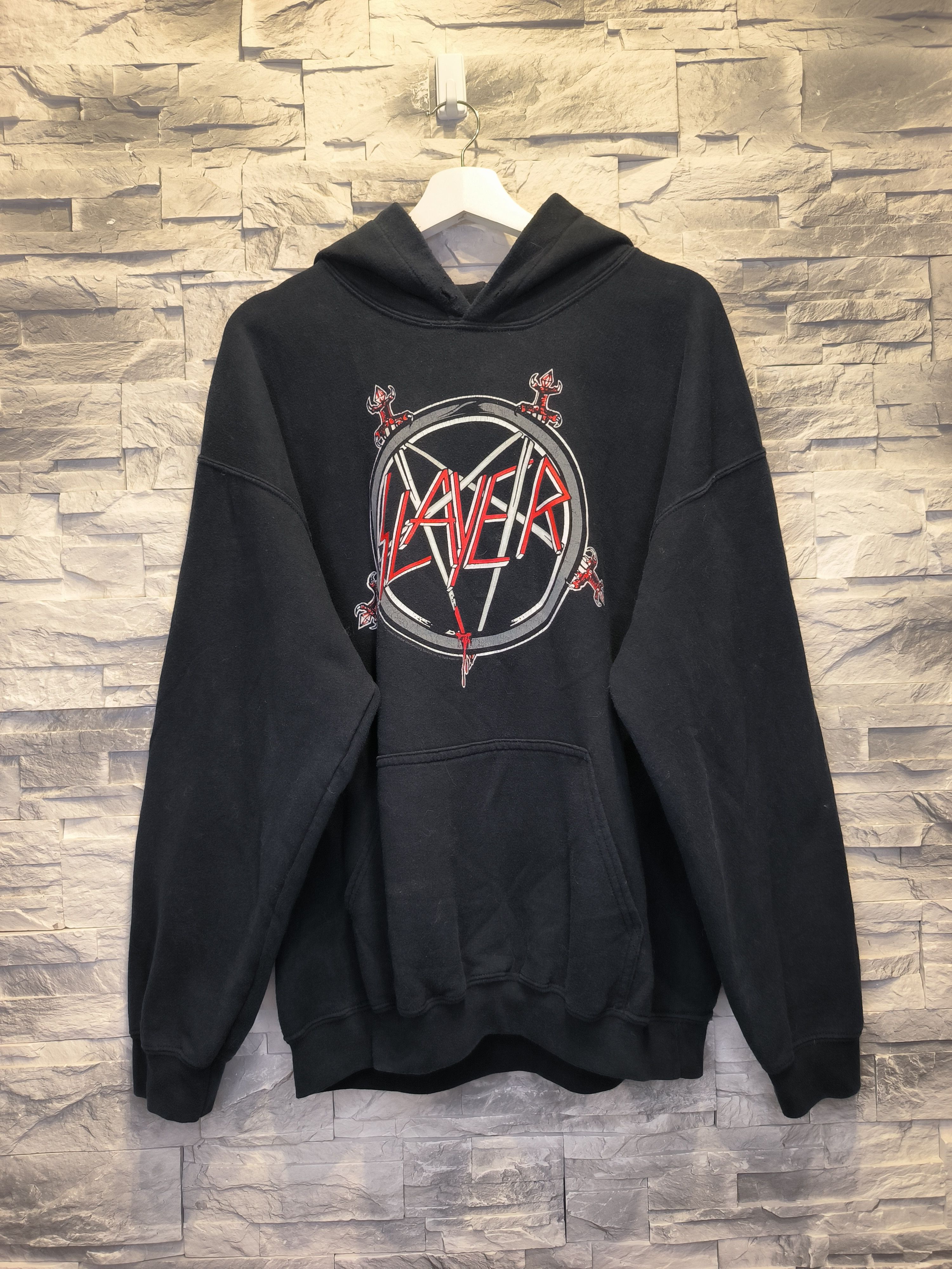 Band Tees × Slayer × Vintage Vintage Slayer Metal Band Hoodie Logo Black Size US M / EU 48-50 / 2 - 1 Thumbnail