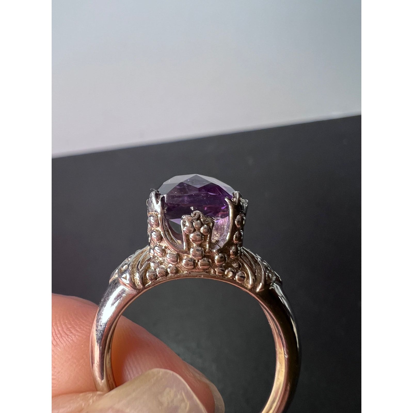 Other Amethyst crown setting sterling silver solitaire ring size 9 Size ONE SIZE - 6 Thumbnail