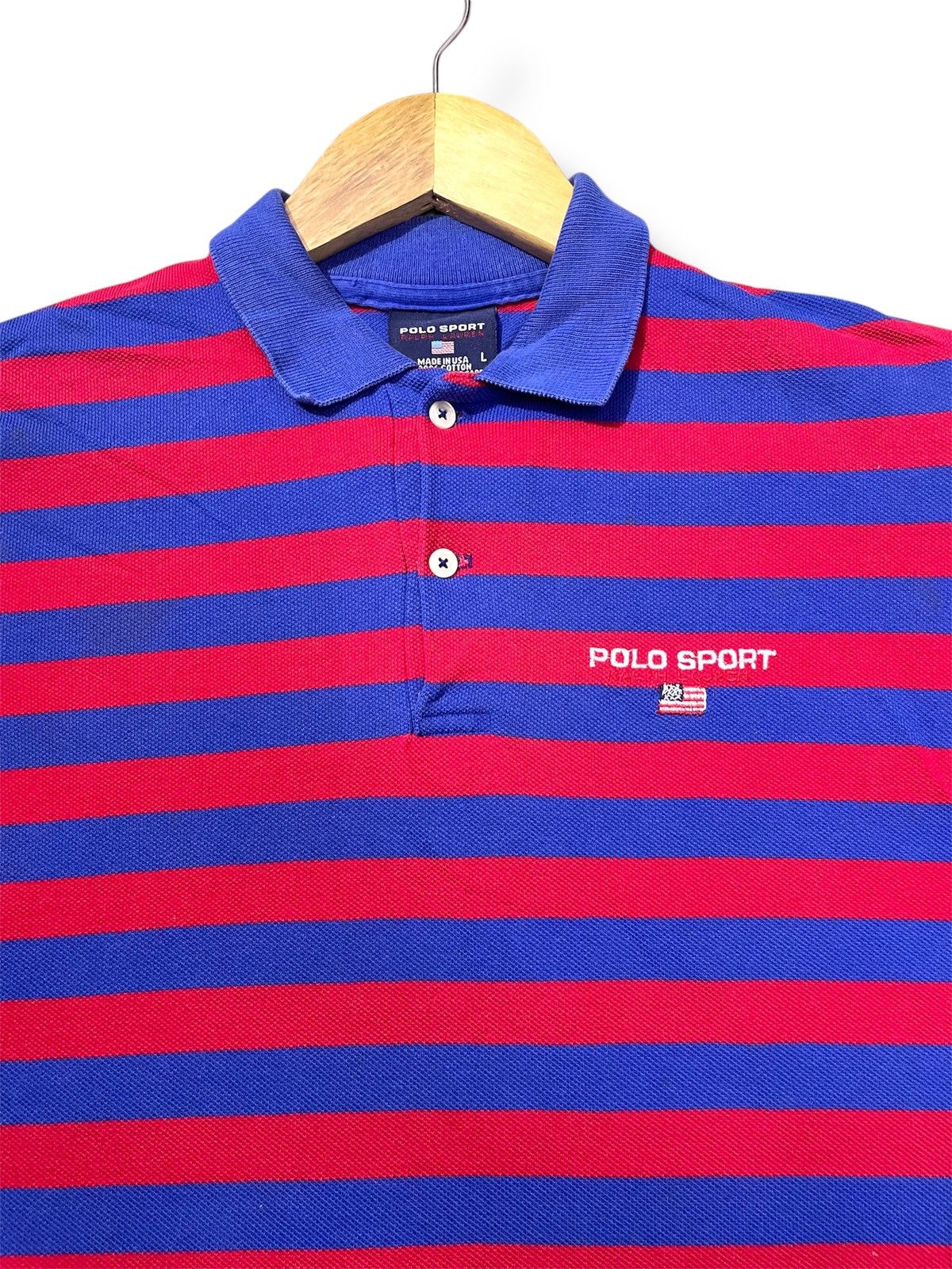 Polo Ralph Lauren × Vintage vintage Polo Sport Stripe Tshirt Collar Size US L / EU 52-54 / 3 - 1 Thumbnail