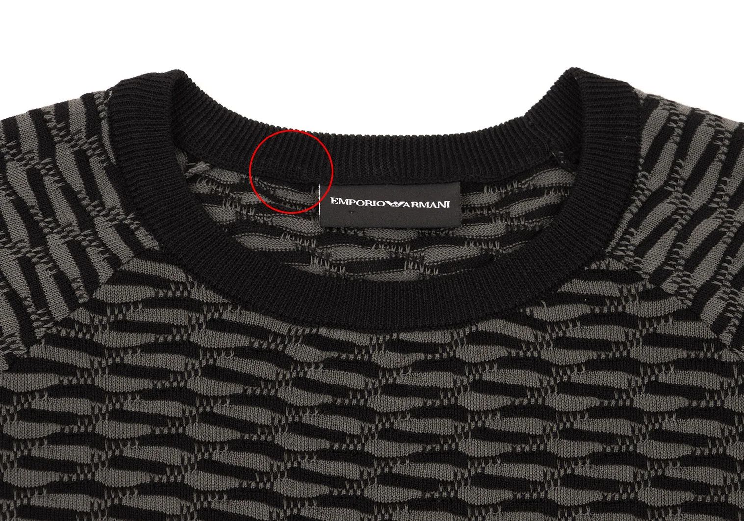 Emporio Armani Cotton Design Knit Top in Gray and Black, Size L Size US L / EU 52-54 / 3 - 3 Thumbnail
