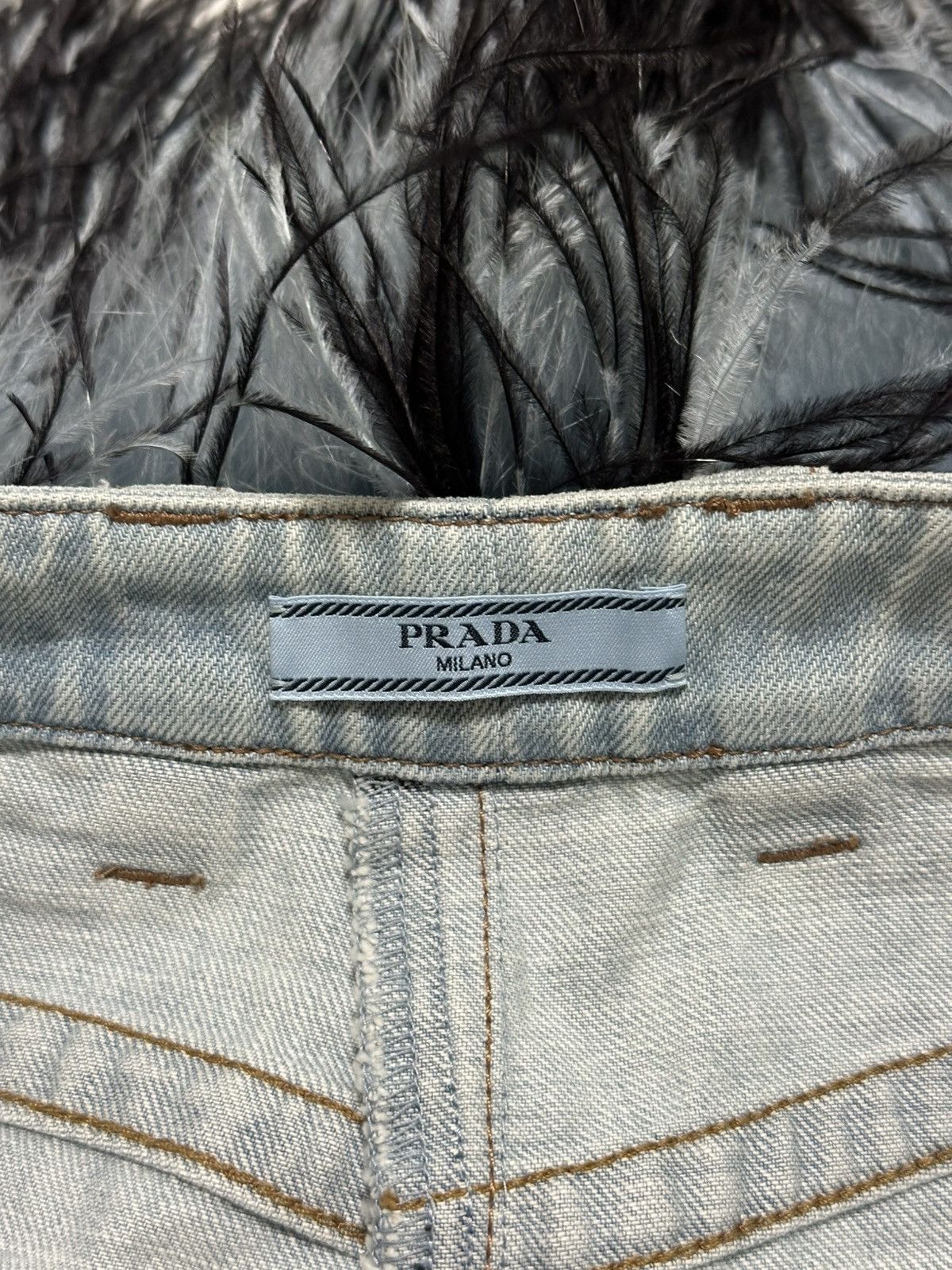 Prada PRADA Spring Summer 2017 Ostrich Feather Trim Denim Pants Size 24" / US 00 / IT 34 - 8 Thumbnail
