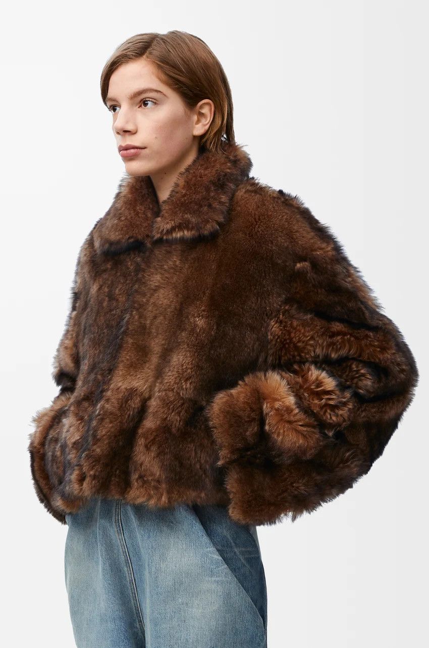 Loewe o1loc1c0525 Jacket in Shearling in Brown/Orange Size M / US 6-8 / IT 42-44 - 3 Thumbnail