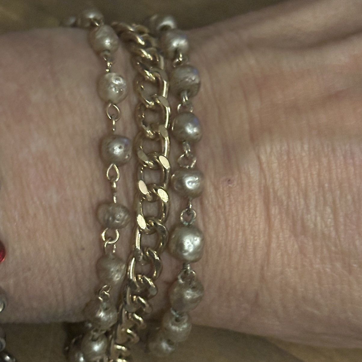 Vintage Vintage multi strand pearl and chain bracelet w/Eileen charm Size ONE SIZE - 4 Thumbnail