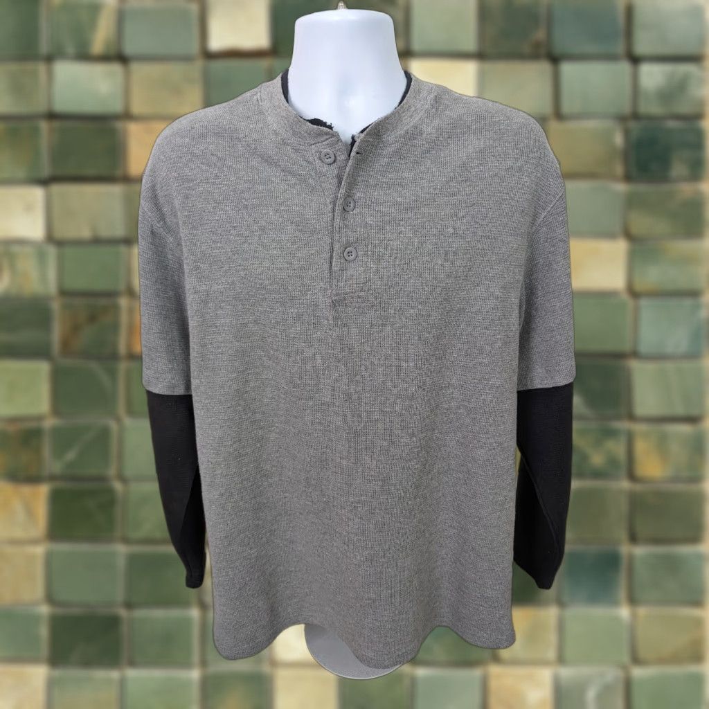 Vintage Work N' Sport Mens Thermal Henley Long Sleeve T-Shirt T8S, Gray, L, Pockets, Sports, 60s? Size US L / EU 52-54 / 3 - 1 Thumbnail