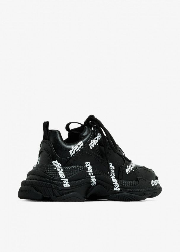 Balenciaga o1srvl11e1124 KIDS - Triple S Logotype Sneakers in Black Size US 5 / EU 37 - 3 Thumbnail