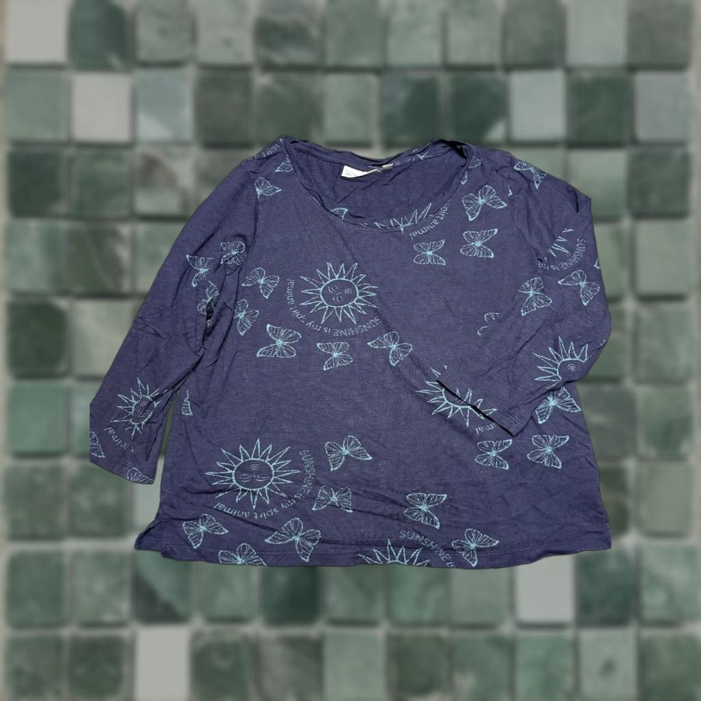Vintage **Rafaella Blue Sun Butterfly Top Women Large** User: Rafaella Blue Sun Butterfly Top Women Large Size L / US 10 / IT 46 - 1 Thumbnail