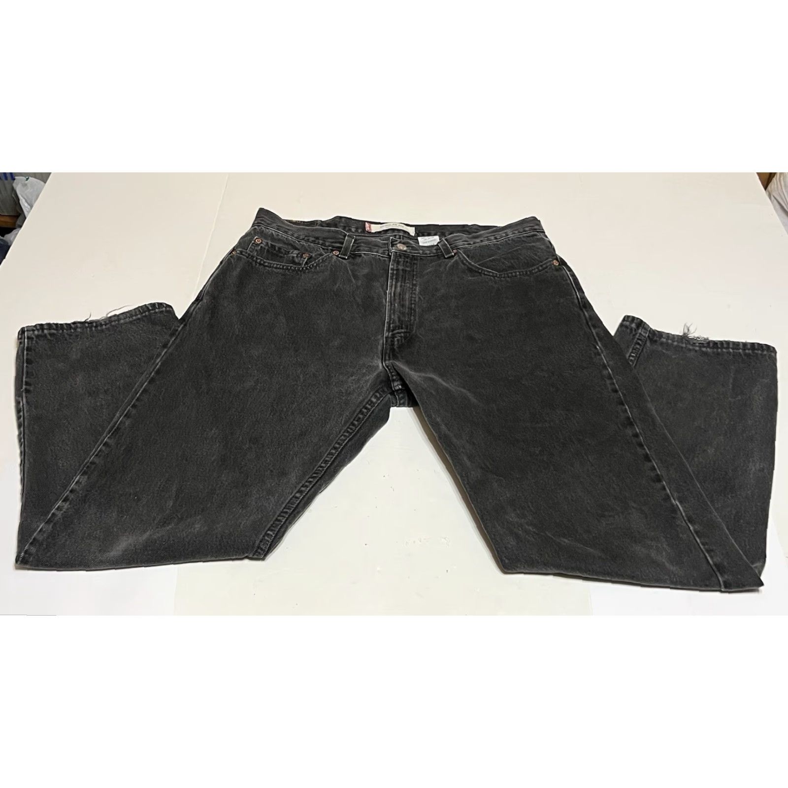 Levi's Levi's 505 Jeans Mens Regular Straight Leg 36x30 Black Denim Distressed Y2K USA 500 Series Size US 36 / EU 52 - 2 Thumbnail
