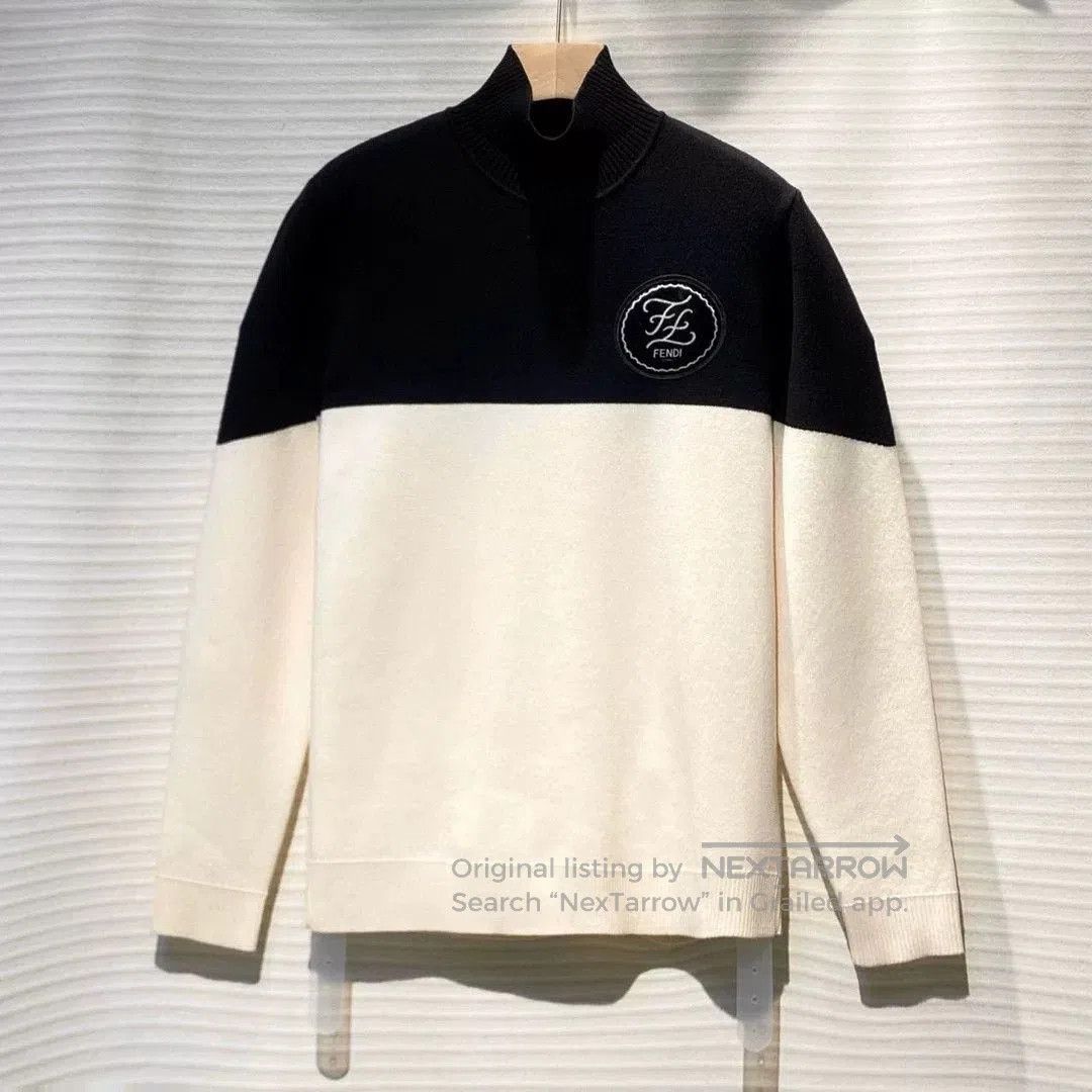 Fendi FENDI Patchwork Turtleneck Wool Knit Sweater. Size US L / EU 52-54 / 3 - 1 Thumbnail