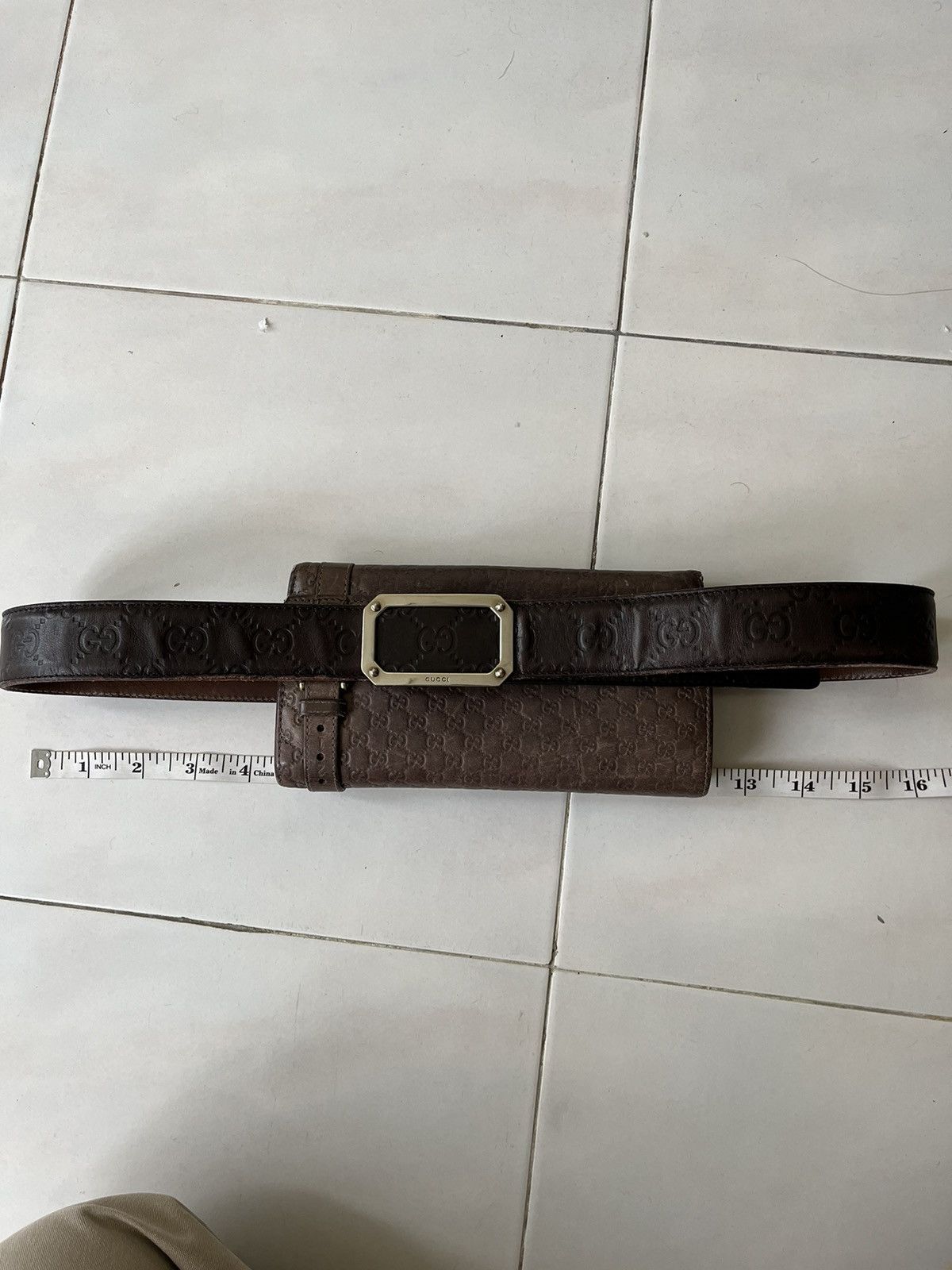 Gucci Gucci Dark Guccissima Leather Square Buckle Size ONE SIZE - 15 Thumbnail