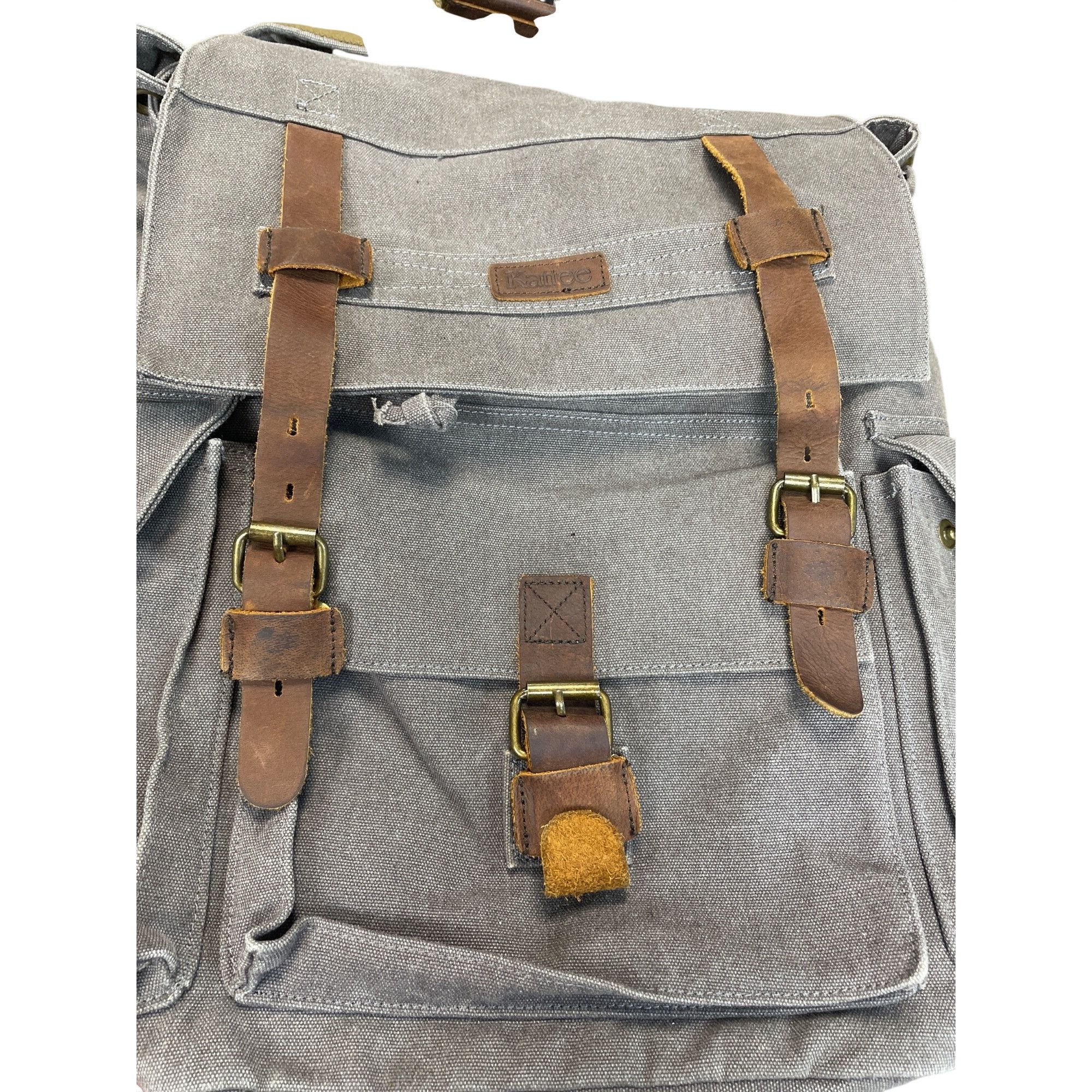 Other Kattee mens gray brown fabric leather heavy duty hiking back Size ONE SIZE - 3 Thumbnail