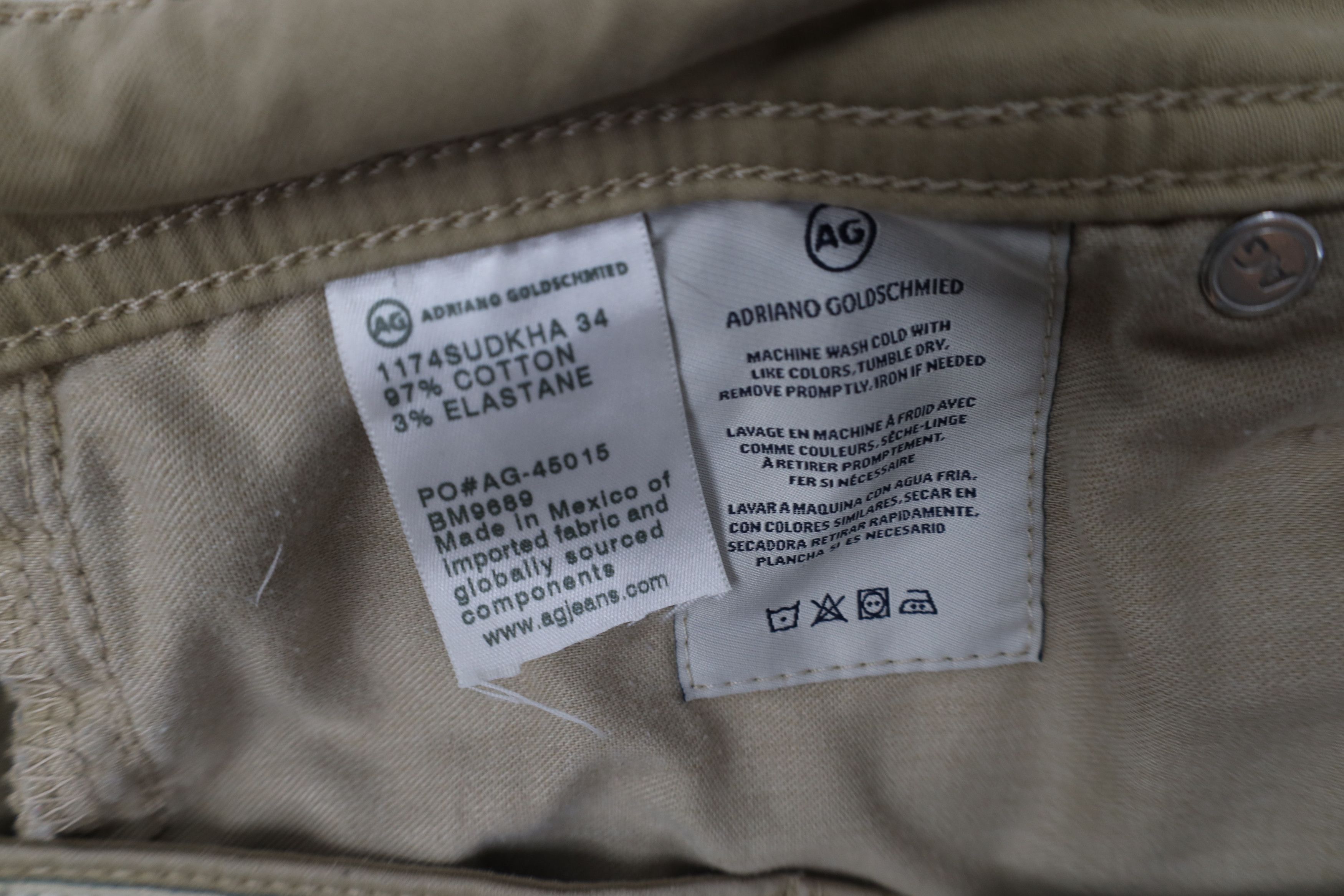 AG Adriano Goldschmied Adriano Goldschmied Graduate Tailored Leg Chino Pants Beige Size US 36 / EU 52 - 10 Thumbnail