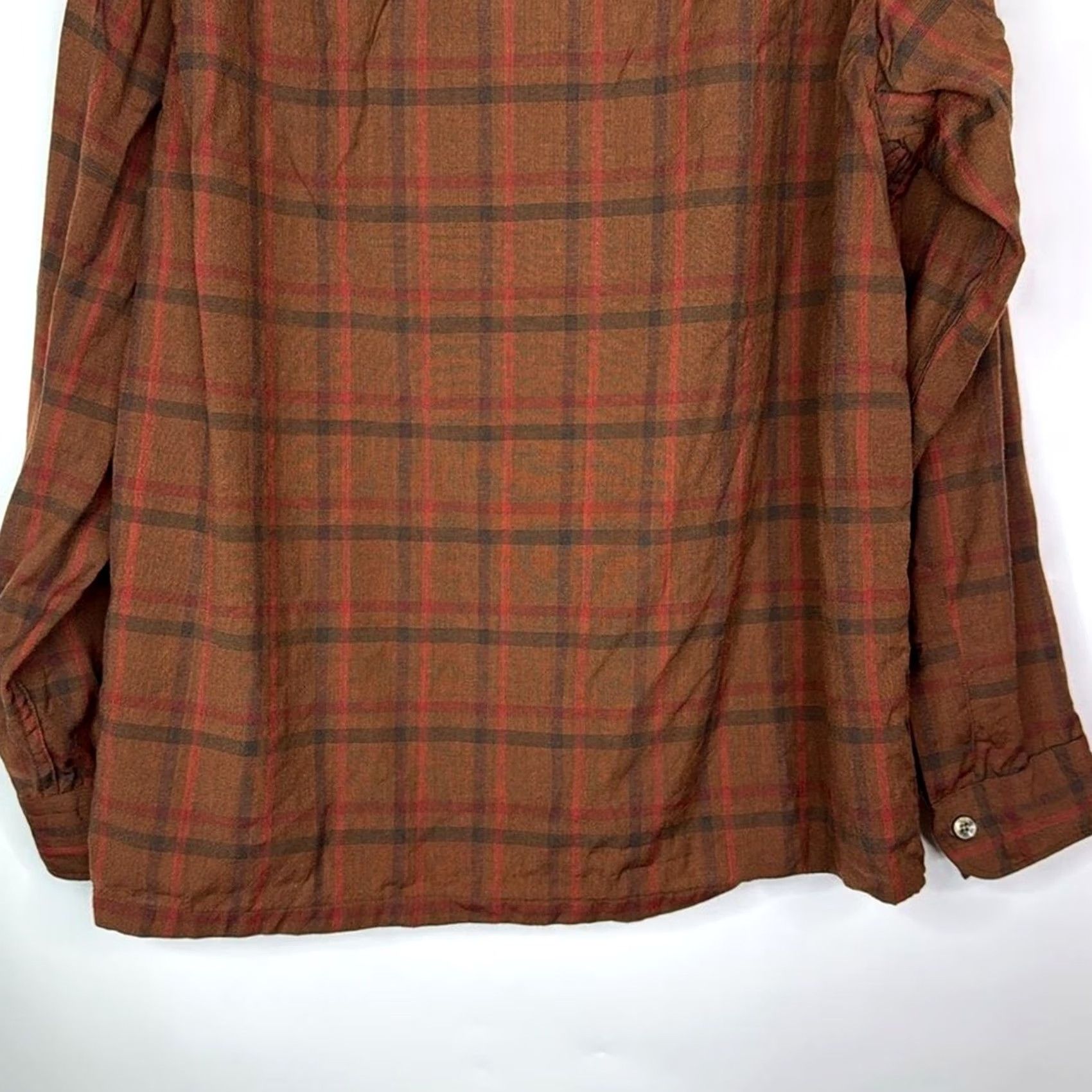 Pendleton VINTAGE Pendleton Shirt Large Brown Red Hook Collar Button Up Virgin Wool Mens Size US L / EU 52-54 / 3 - 7 Thumbnail