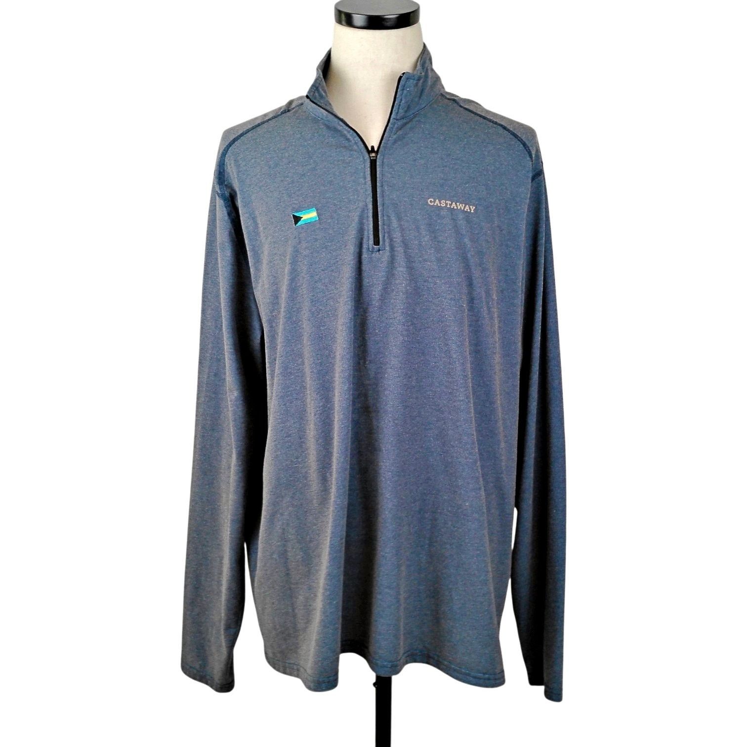 Castaway Clothing Castaway Nantucket 1/4 Zip Heather Blue Performance Pullover Size US XXL / EU 58 / 5 - 2 Thumbnail
