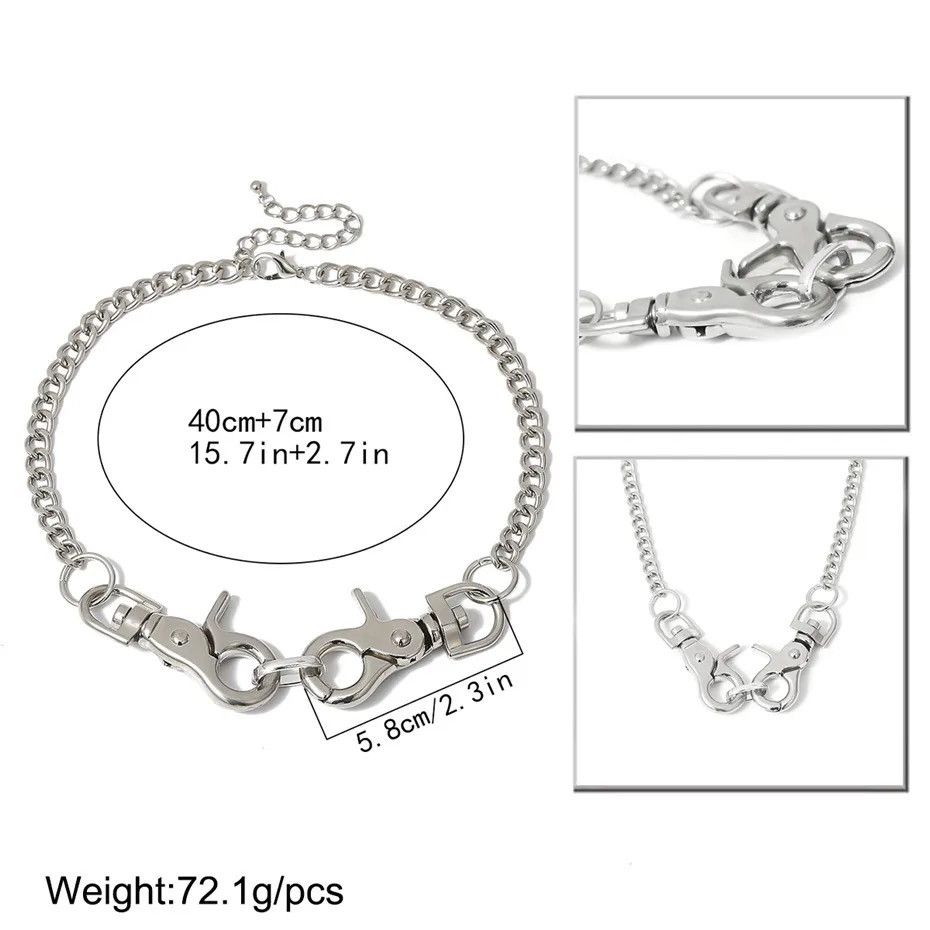 Jewelry Big Clasp Pendant Choker Necklace Gothic Punk Chain Size ONE SIZE - 7 Thumbnail