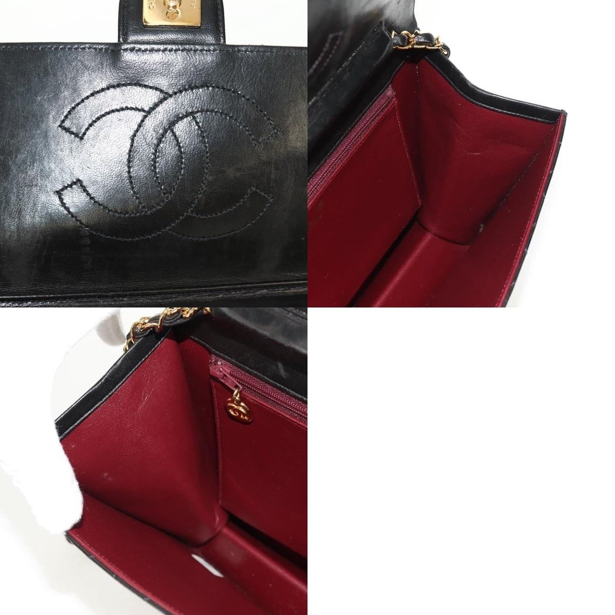 Chanel Chanel Chain Shoulder Bag Lamb Skin Black Gold CC Size ONE SIZE - 8 Thumbnail