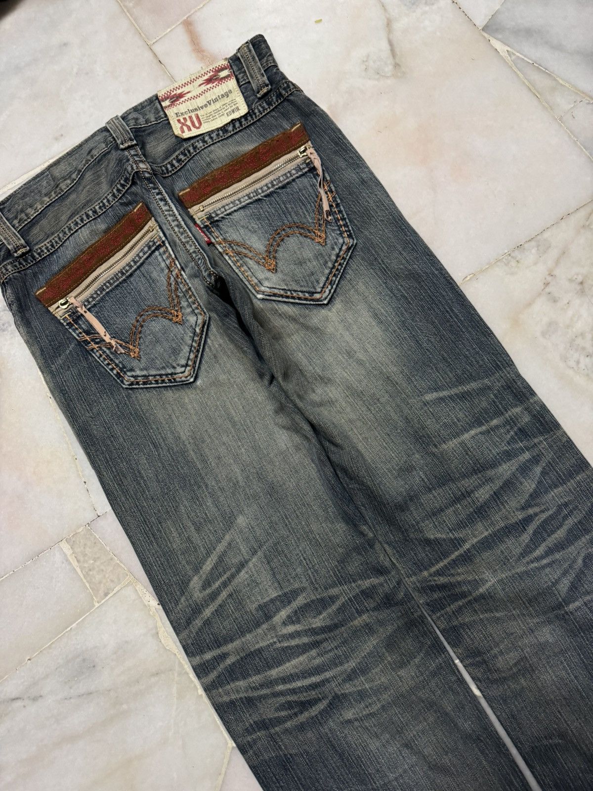 Edwin 💥BAGGY💥INSANE EDWIN EXCLUSIVE VINTAGE REPAIRED MUDWASH JEAN Size US 31 - 17 Thumbnail