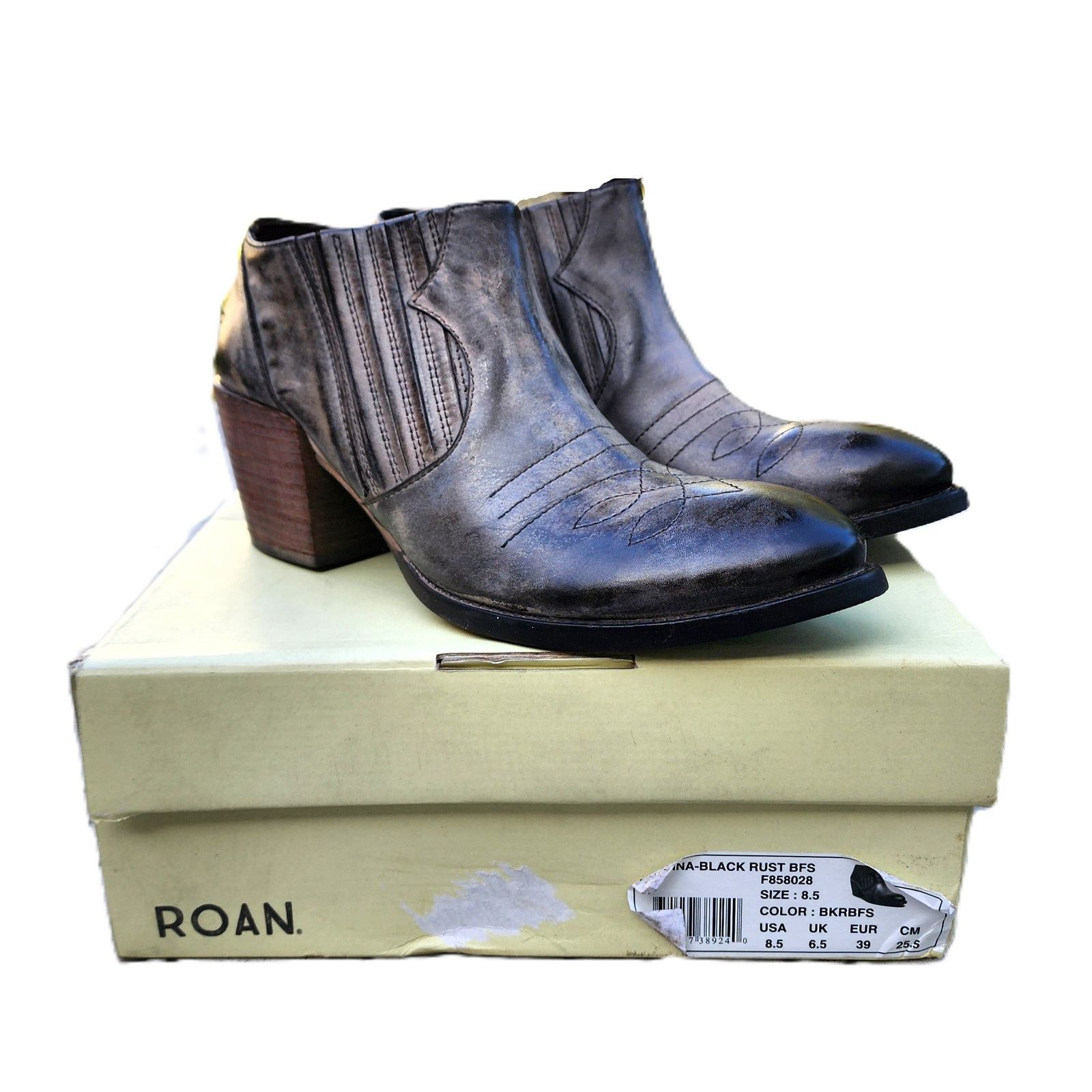 Designer Roan Malina Leather Western Ankle Boots 8 Size US 8 / IT 38 - 11 Thumbnail