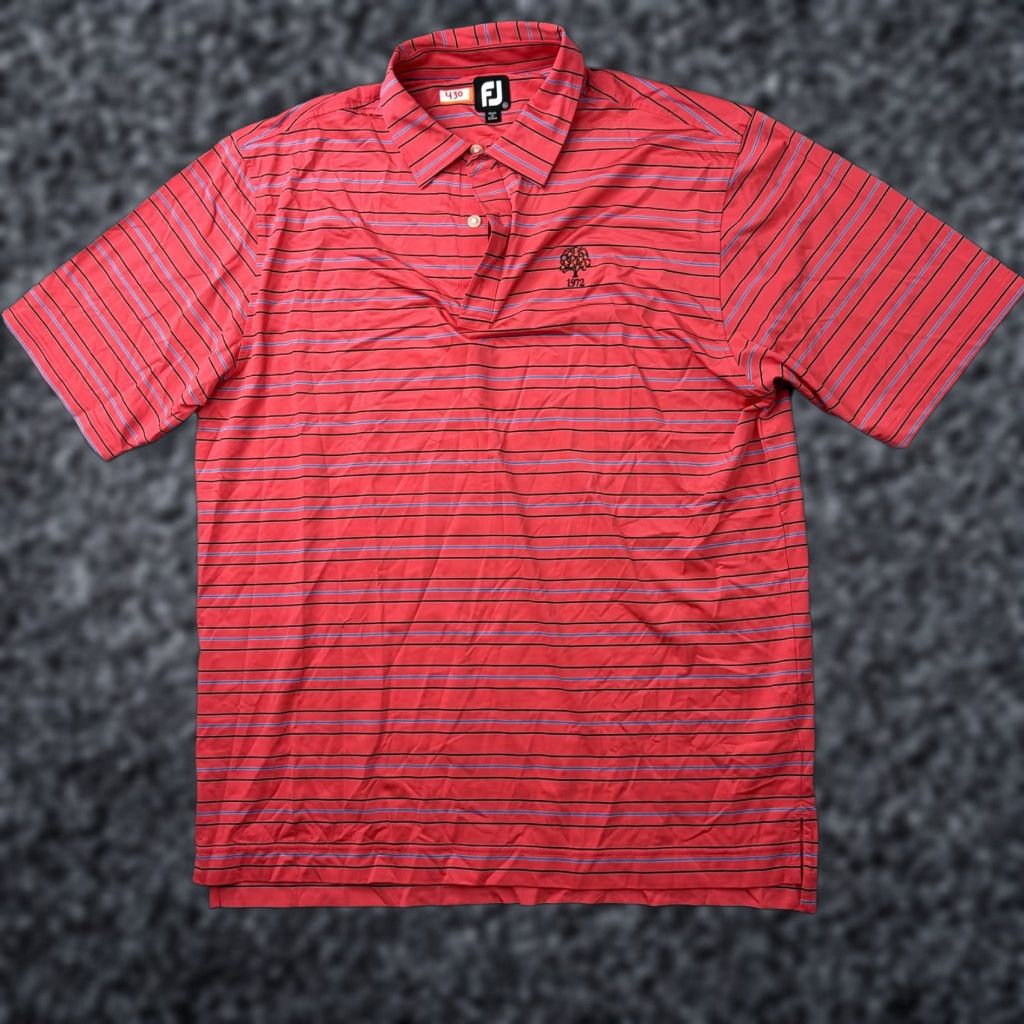 Footjoy FootJoy Polo Shirt Mens XL Red Stripe Short Sleeve Logo Embroidered Golf Performance Size US XL / EU 56 / 4 - 1 Thumbnail