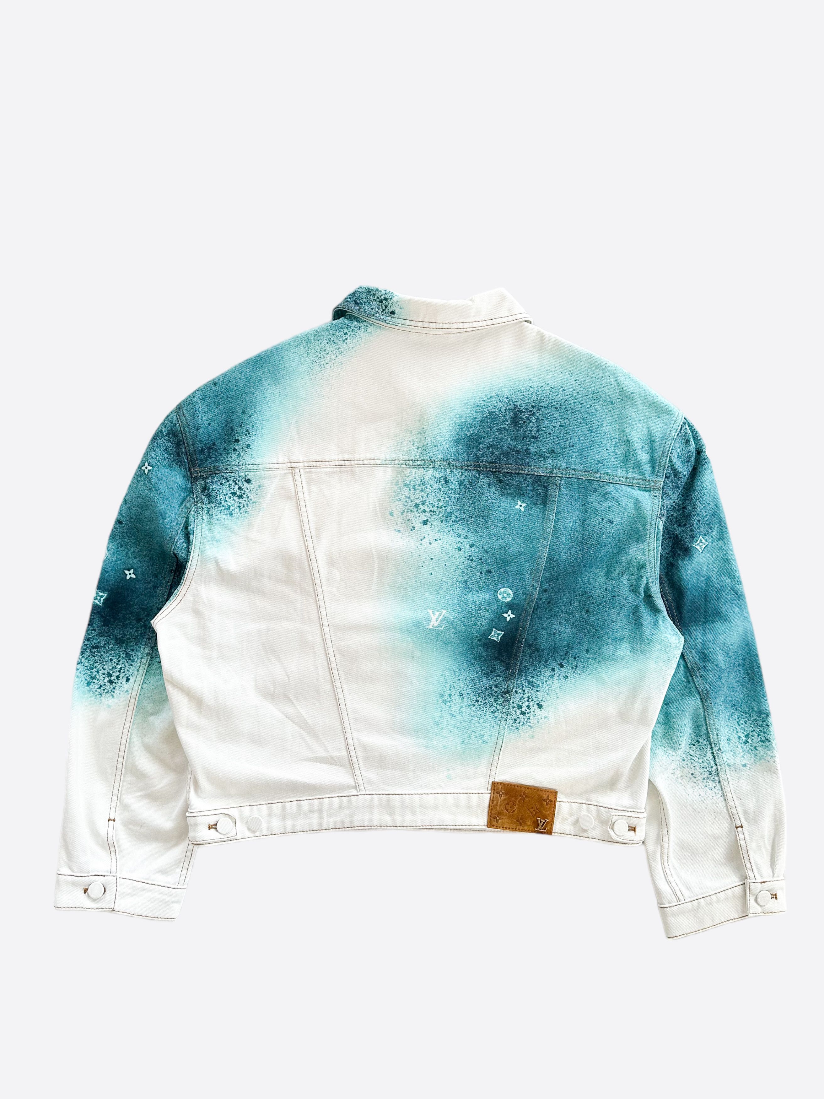 Louis Vuitton Louis Vuitton White & Turquoise LV Spray Denim Jacket Size US XXL / EU 58 / 5 - 3 Thumbnail