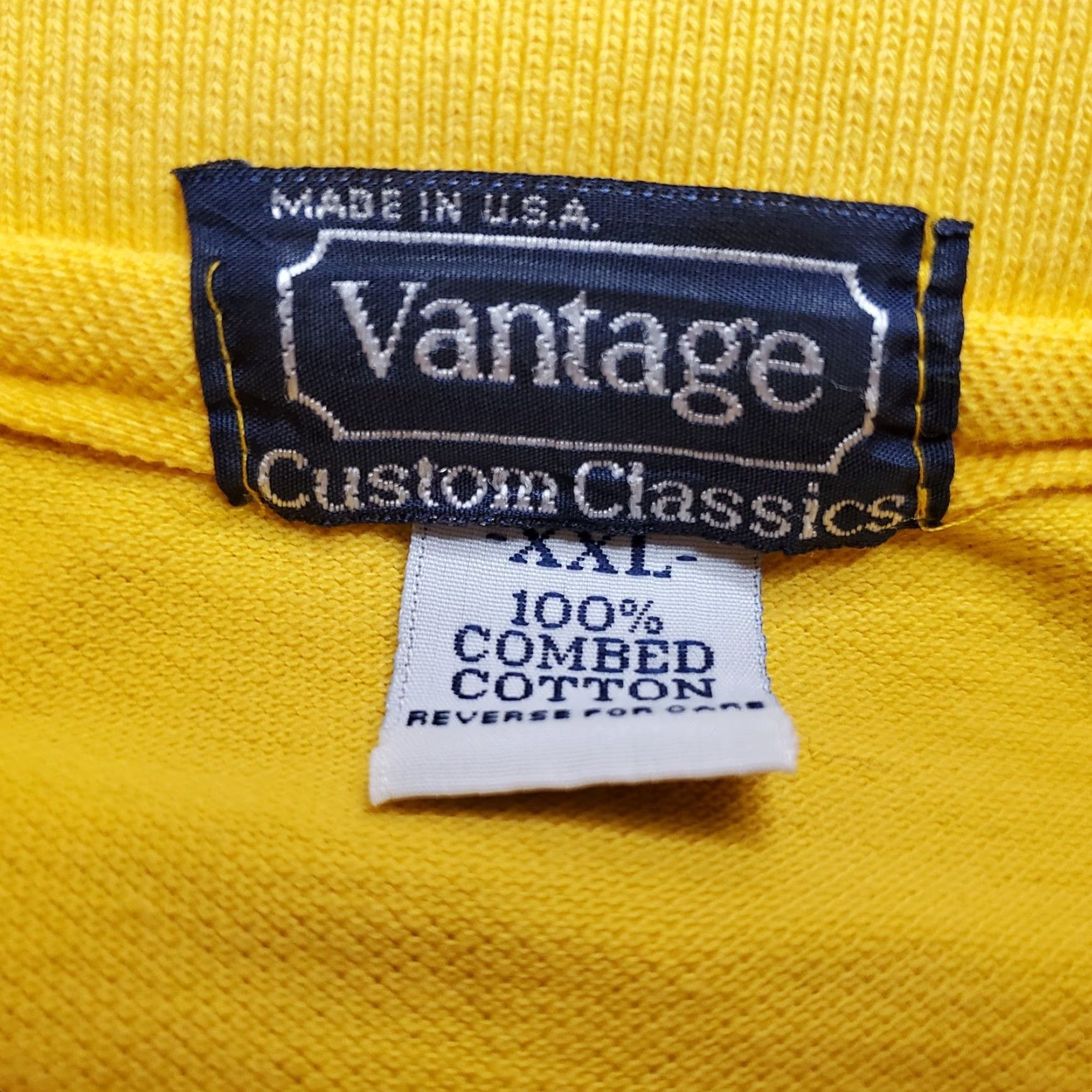 Vintage VINTAGE Vantage Polo Shirt Mens 2XL Yellow 100% Cotton Casual BC 80s 90s Solid Short Sleeve Collared Golf Walking Mens Size US XXL / EU 58 / 5 - 7 Thumbnail