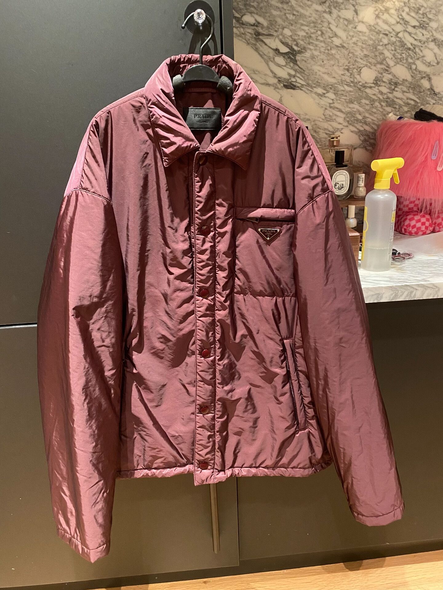 Prada Prada Cotton Puffer Jacket in Burdy Size US M / EU 48-50 / 2 - 1 Thumbnail