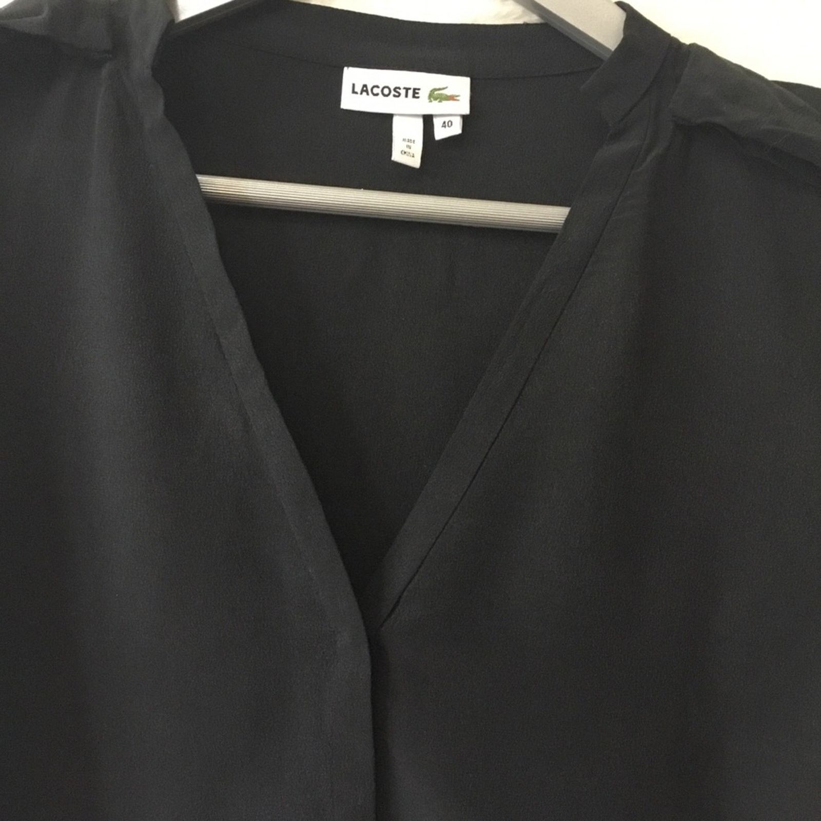 Lacoste Lacoste Black Long-Sleeve V-Neck Shirt Size M / US 6-8 / IT 42-44 - 6 Thumbnail