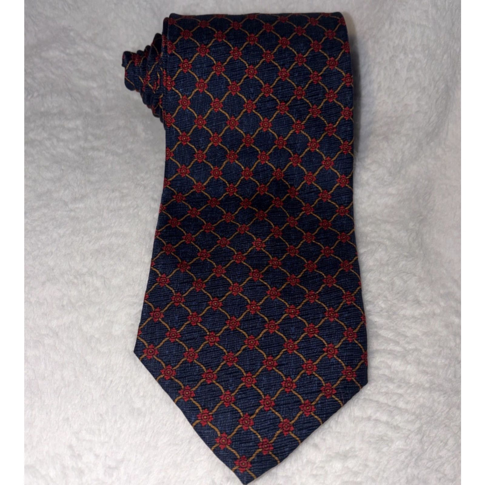Valentino VINTAGE Valentino 100% Silk Navy Blue Red Rose Flower Neck Tie Men Tie Silk Flower Theme Size ONE SIZE - 2 Thumbnail