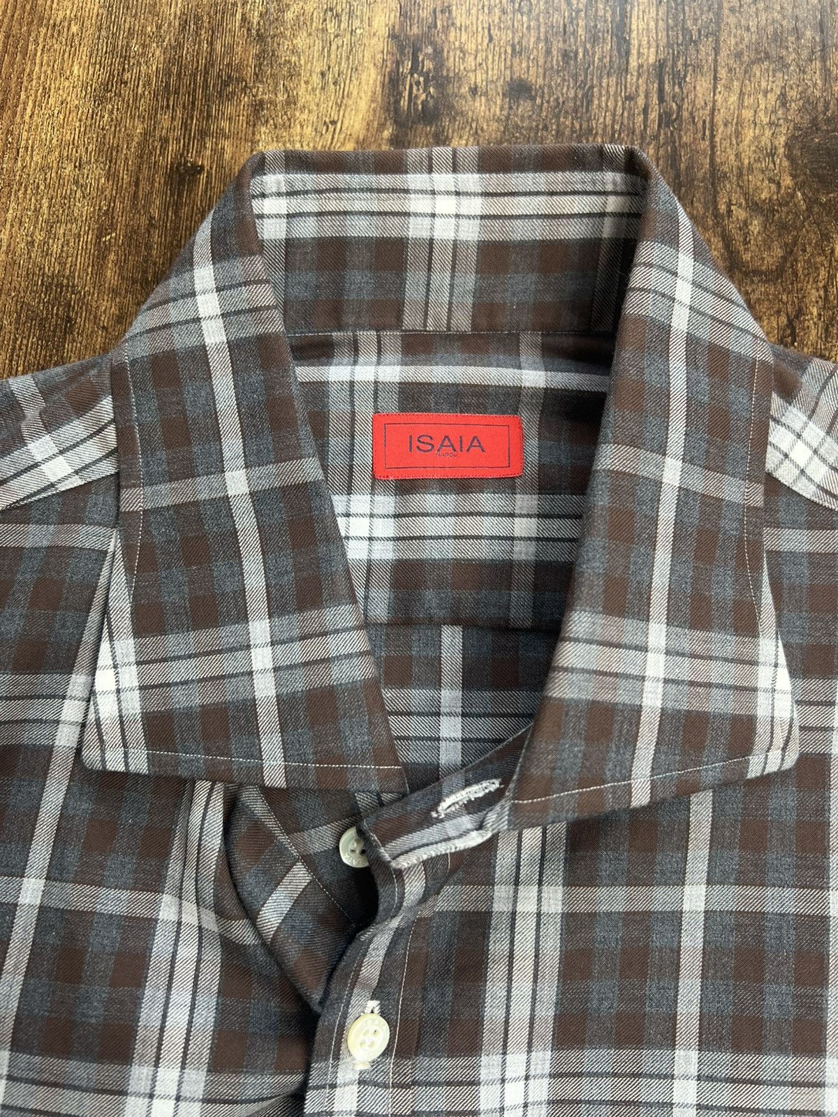 Isaia Isaia Napoli Plaid Print Long Sleeve Shirt – Size 16.5 / 42 Size US L / EU 52-54 / 3 - 3 Thumbnail