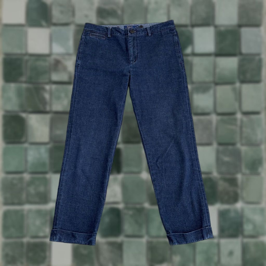 Polo Ralph Lauren Polo Ralph Lauren Jeans Blue Denim Women 8 Chino Trouser Cuffed Hem 27in Inseam Regular Rise 90s Pattern Pants Size 30" / US 8 / IT 44 - 1 Thumbnail