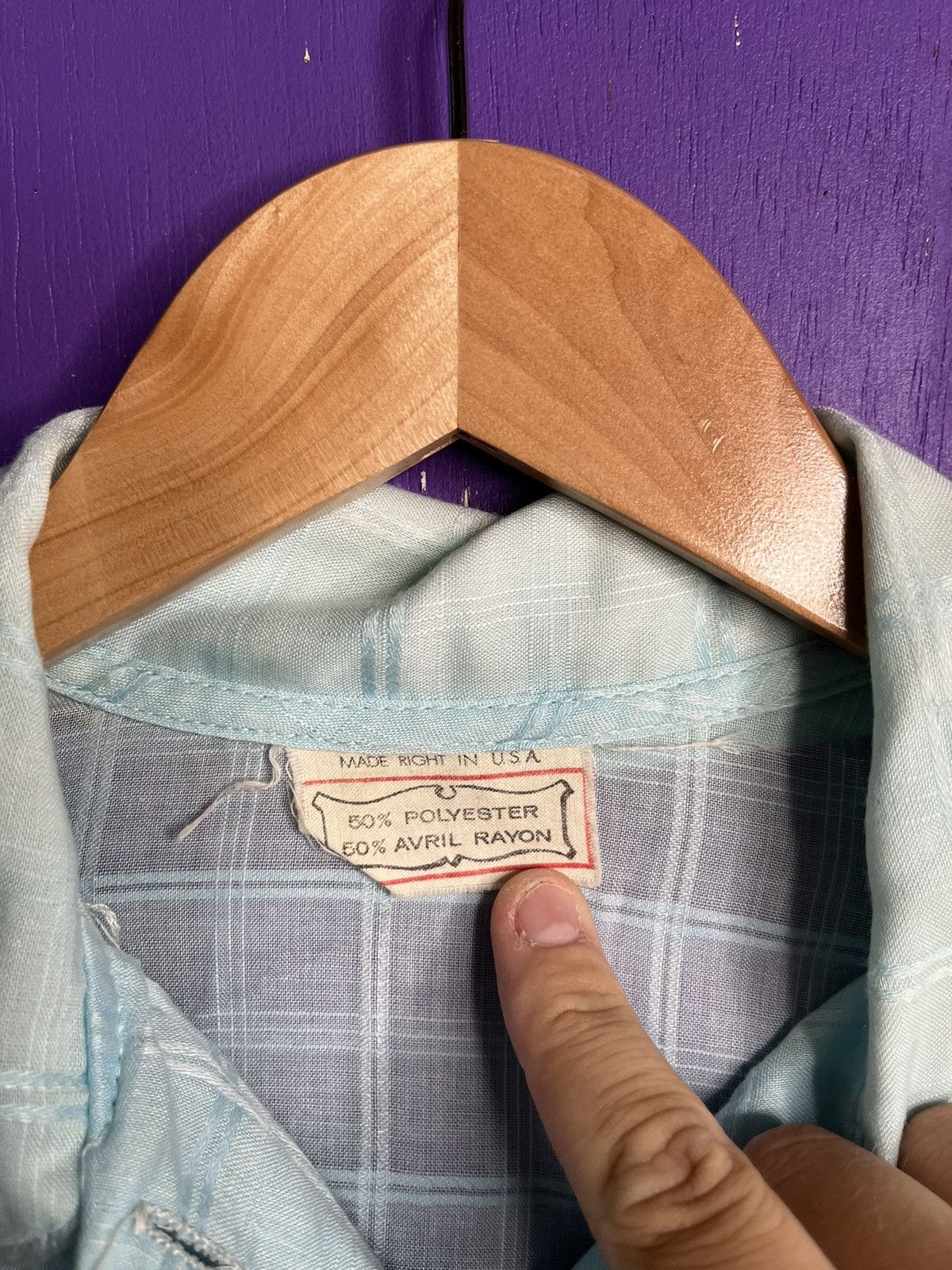 Vintage Vintage 70s blue squares button up shirt Size M / US 6-8 / IT 42-44 - 4 Thumbnail