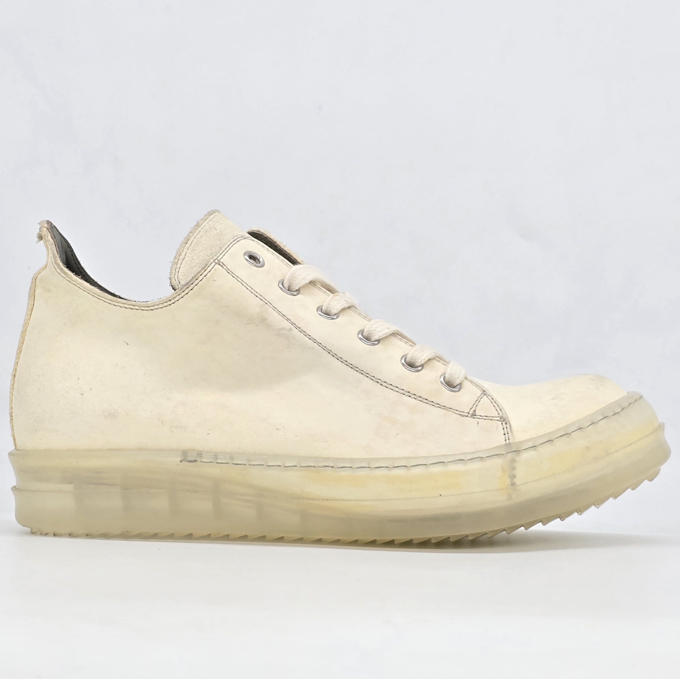 image of Rick Owens - Ss19 Babel No Cap Toe Low Ramones Shoes in Milk/Clear, Women's (Size 8)