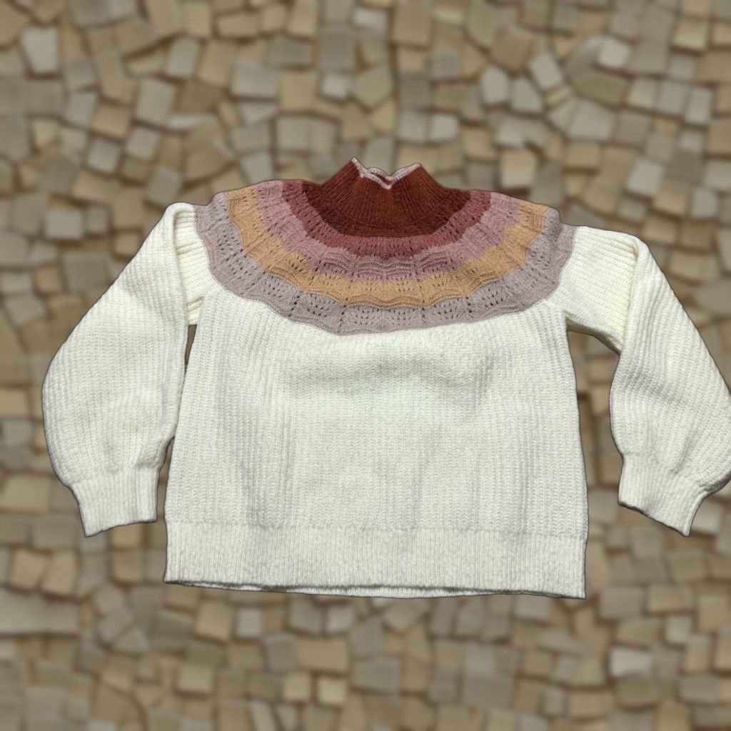 Vintage Maurices Sweater Women's Large Pullover Mock Neck Knit Solid Red White Pink Casual Fall Winter Spring Summer Pattern: Solid Size L Size L / US 10 / IT 46 - 1 Thumbnail