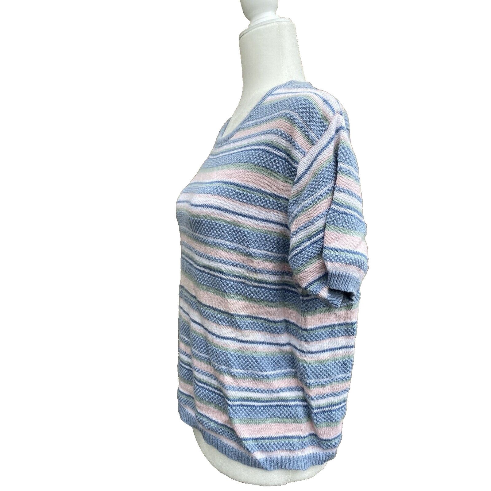 Ralph & Russo Russ striped knit top light cotton Hong Kong size L A000183 Size L / US 10 / IT 46 - 2 Thumbnail