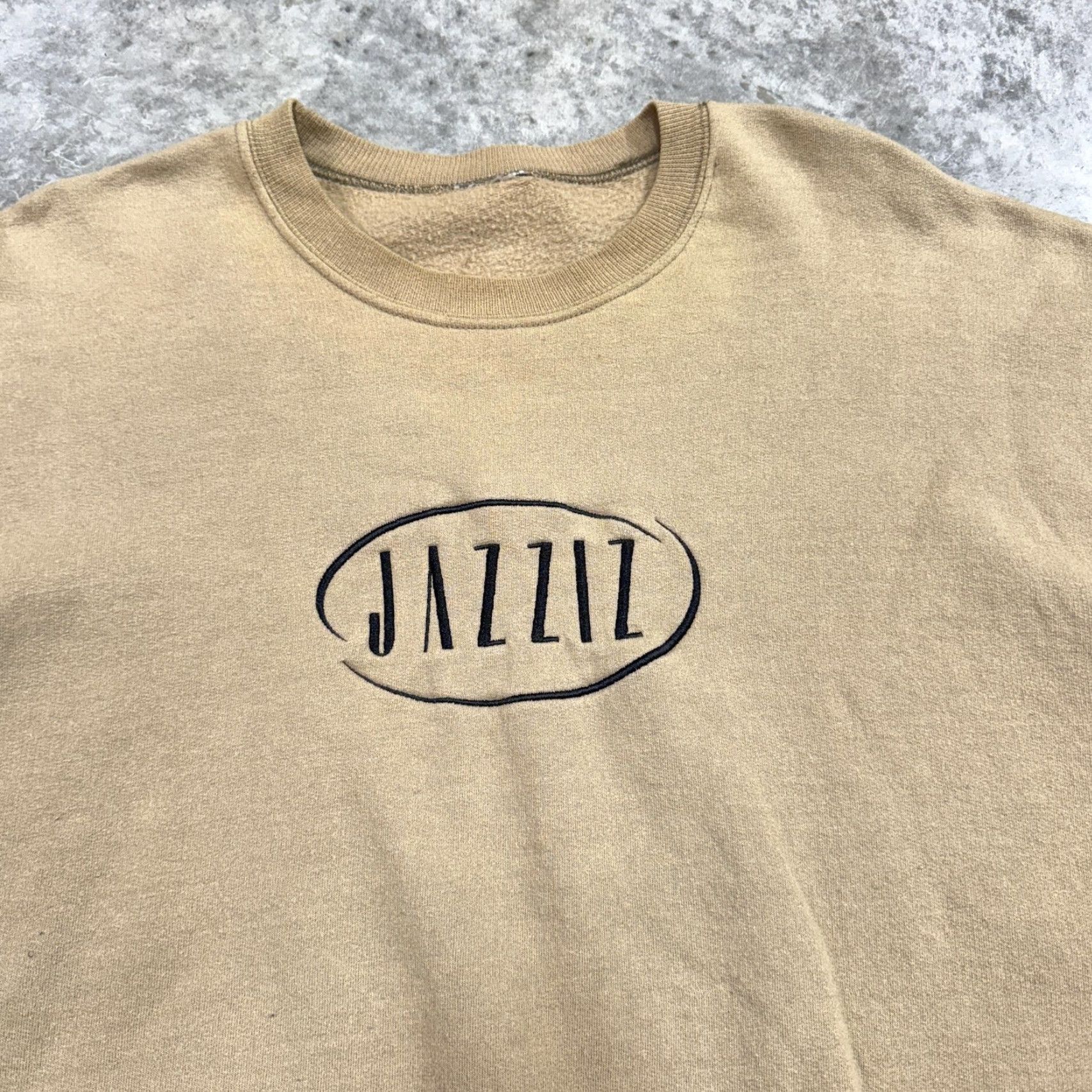 Logo 7 Jazziz Sweatshirt Mens M Tan Crewneck Pullover Vintage Graphic Print Logo Jazziz Magazine Music Size US M / EU 48-50 / 2 - 2 Thumbnail