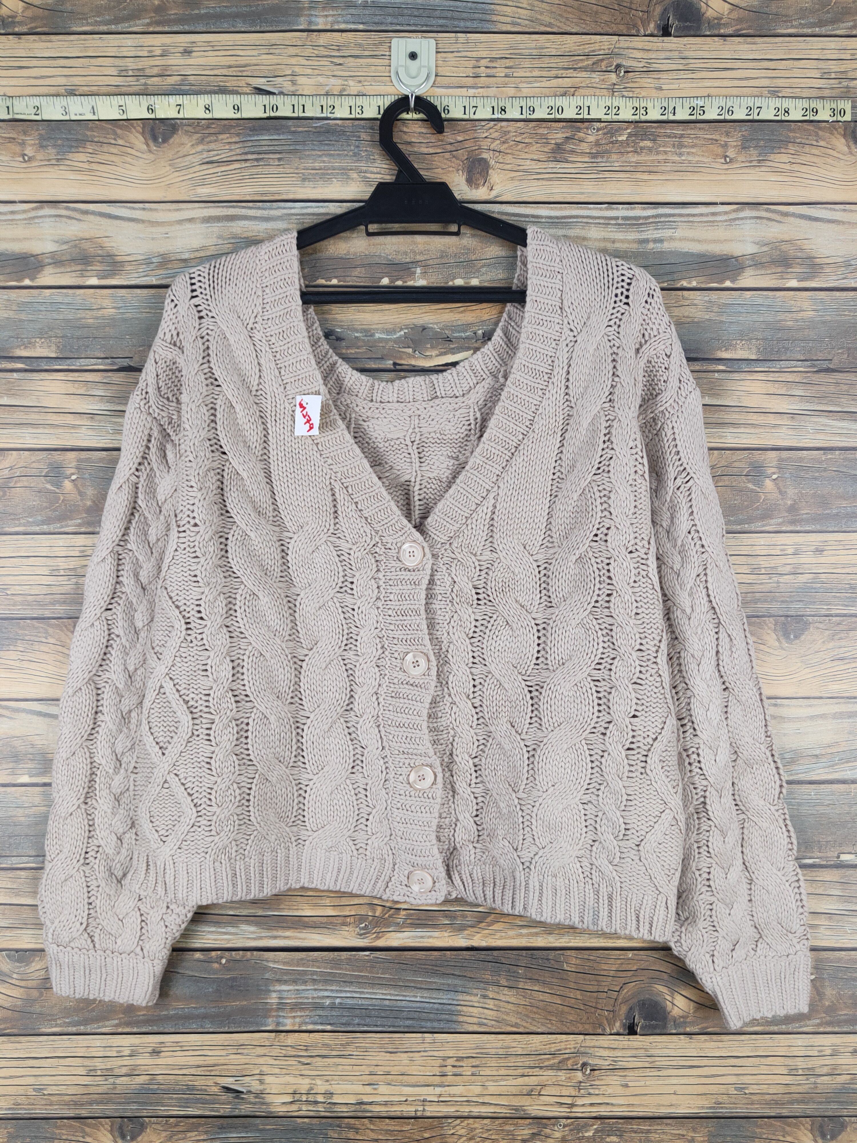 Japanese Brand Brown Knitwear Cardigan Crop Tops #W1279