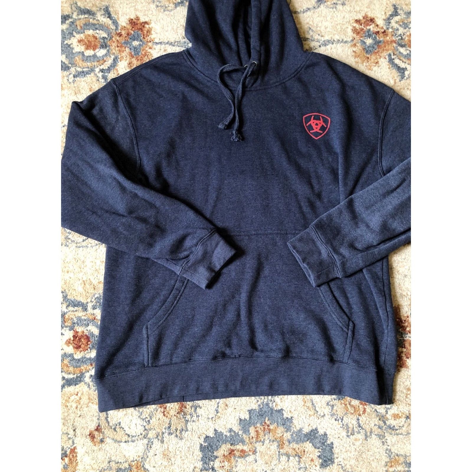 Ariat Ariat Hoodie Men XL Blue American Flag Workwear Outdoor Pullover Hooded Long Sleeve Solid Cotton Blend Fleece Size US XL / EU 56 / 4 - 5 Thumbnail