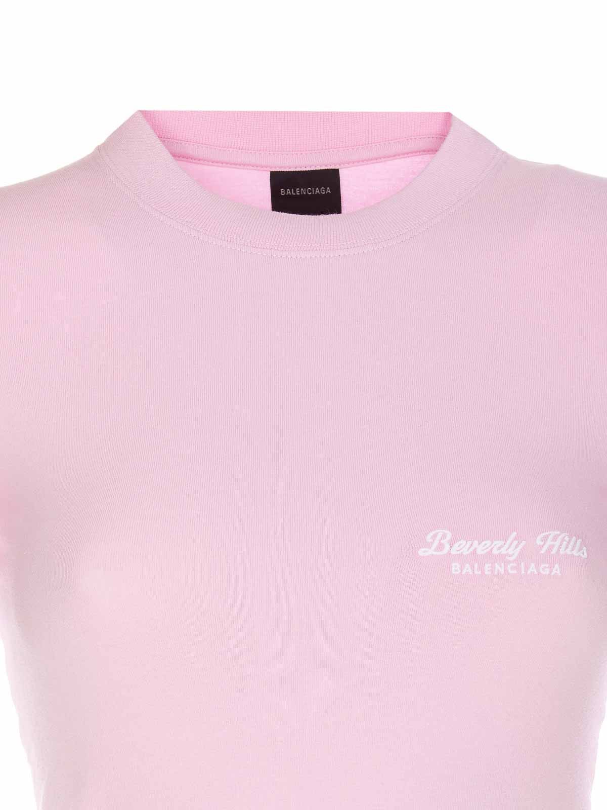 Balenciaga oc11z0426 Beverly Hills T-Shirt Fitted in Pink Size M / US 6-8 / IT 42-44 - 4 Thumbnail