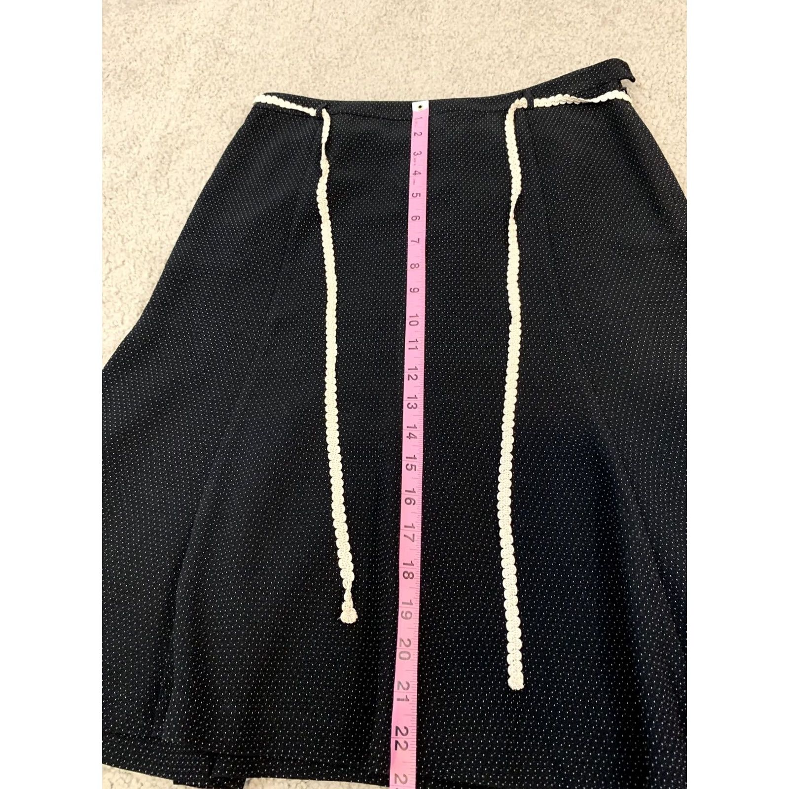 White House Black Market VINTAGE? NEW White House Black Market Skirt Women's Size 2 Knee Length Polka Dot Black Rope Belt UK? Size 26" / US 2 / IT 38 - 5 Thumbnail