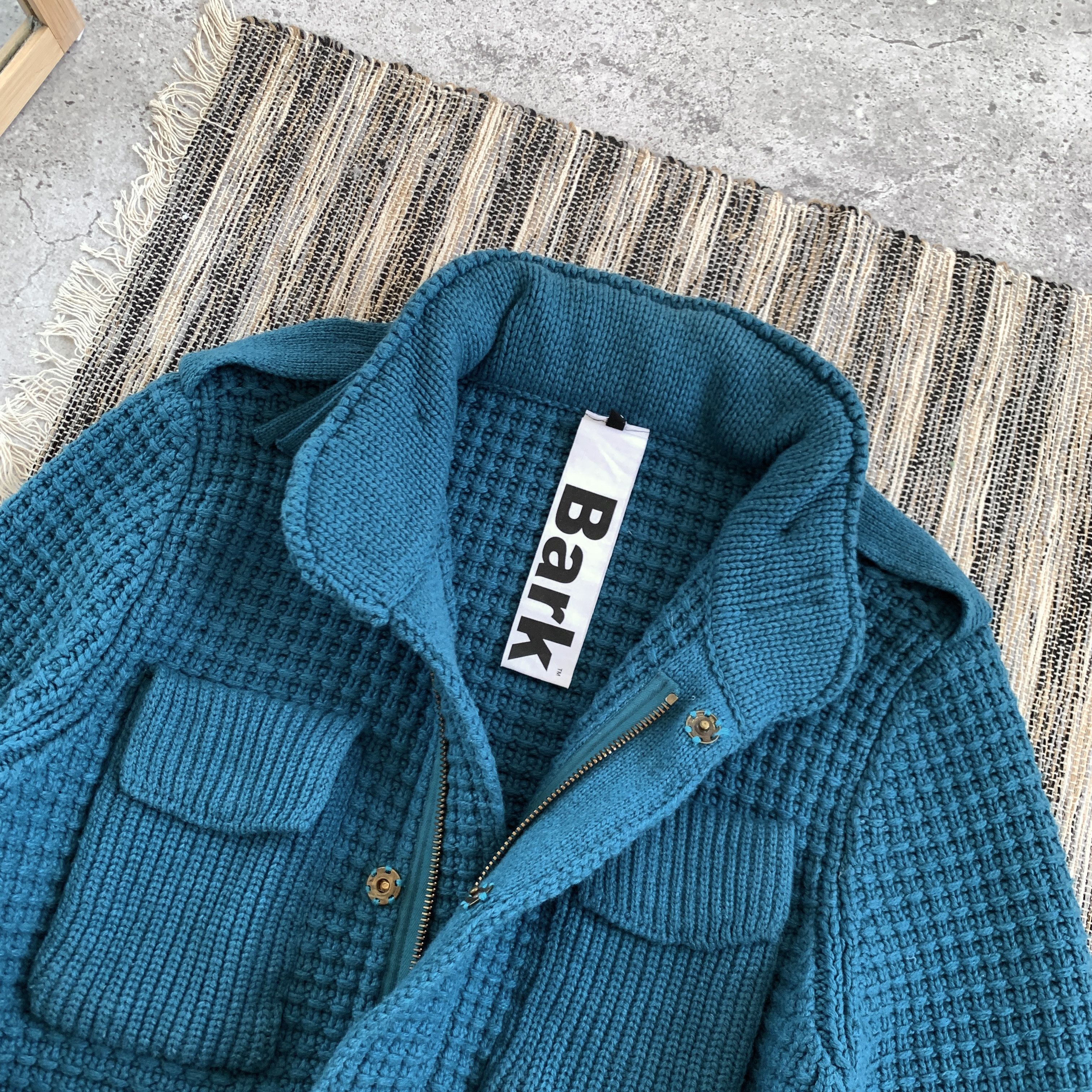 Bark BARK RARE Designer Knitted Heavy Military Blue Jacket Size US M / EU 48-50 / 2 - 4 Thumbnail