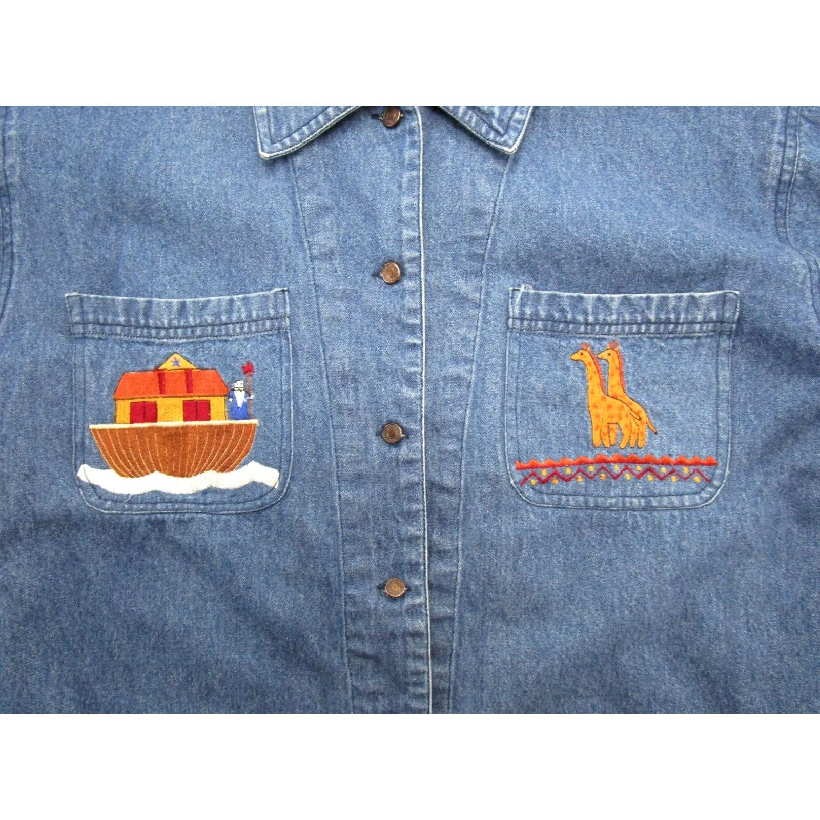 Vintage VINTAGE Way to Go Denim Jacket Women's XL Embroidered Animals Blue Denim Size XL / US 12-14 / IT 48-50 - 3 Thumbnail