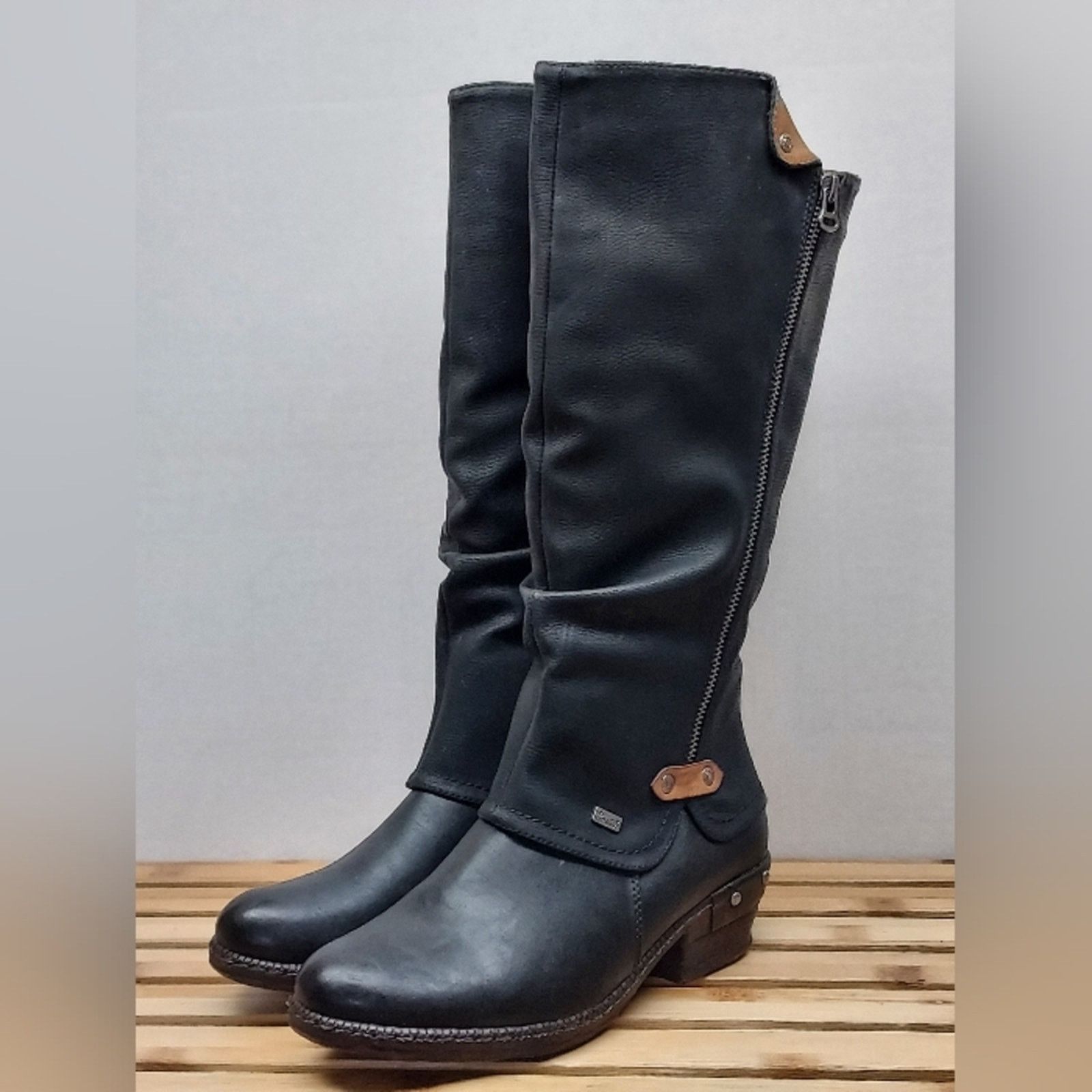 Rieker Rieker Womens Black Bernadette Knee High Boots Size 39 (7.5) Size US 7.5 / IT 37.5 - 1 Thumbnail