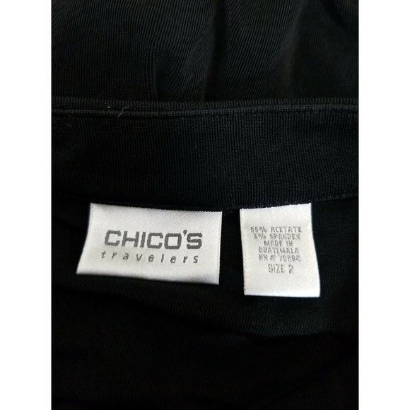 Other Chicos Travelers 2 Top Slinky Liquid Knit Black Keyhole Long Size L / US 10 / IT 46 - 5 Thumbnail