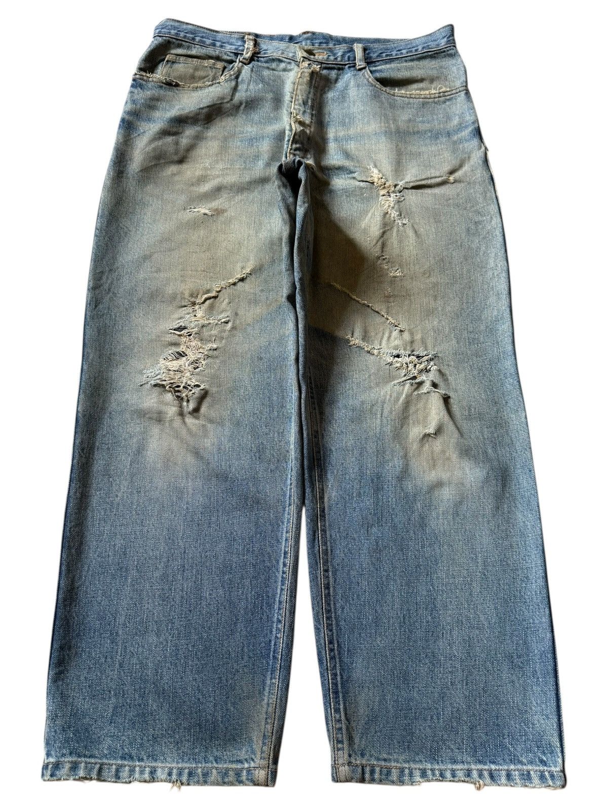 Fubu Vintage Japanese Brand Mud Wash Distress Baggy Jeans Size US 35 - 1 Thumbnail