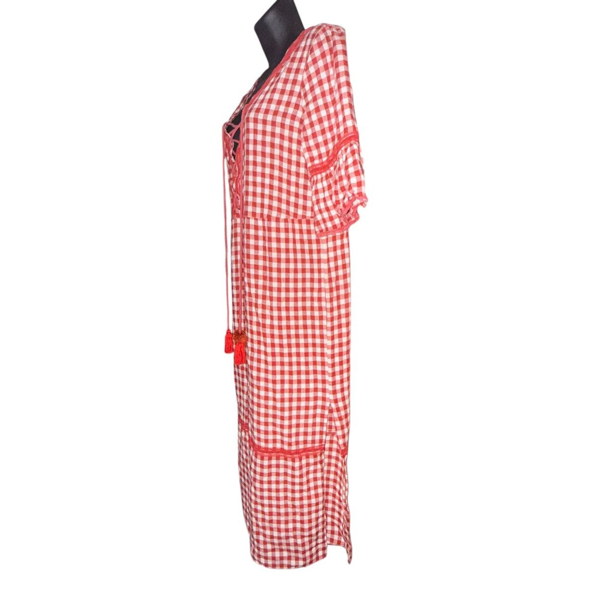 Other POL red and white gingham lace up flutter sleeve dress Size S / US 4 / IT 40 - 4 Thumbnail