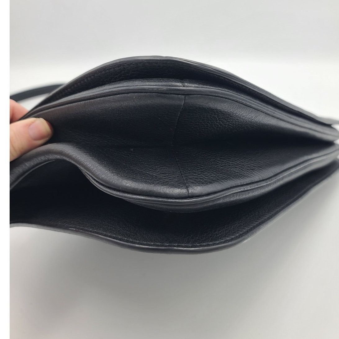 Tory Burch Stud Black Leather Full Flap Shoulder Bag